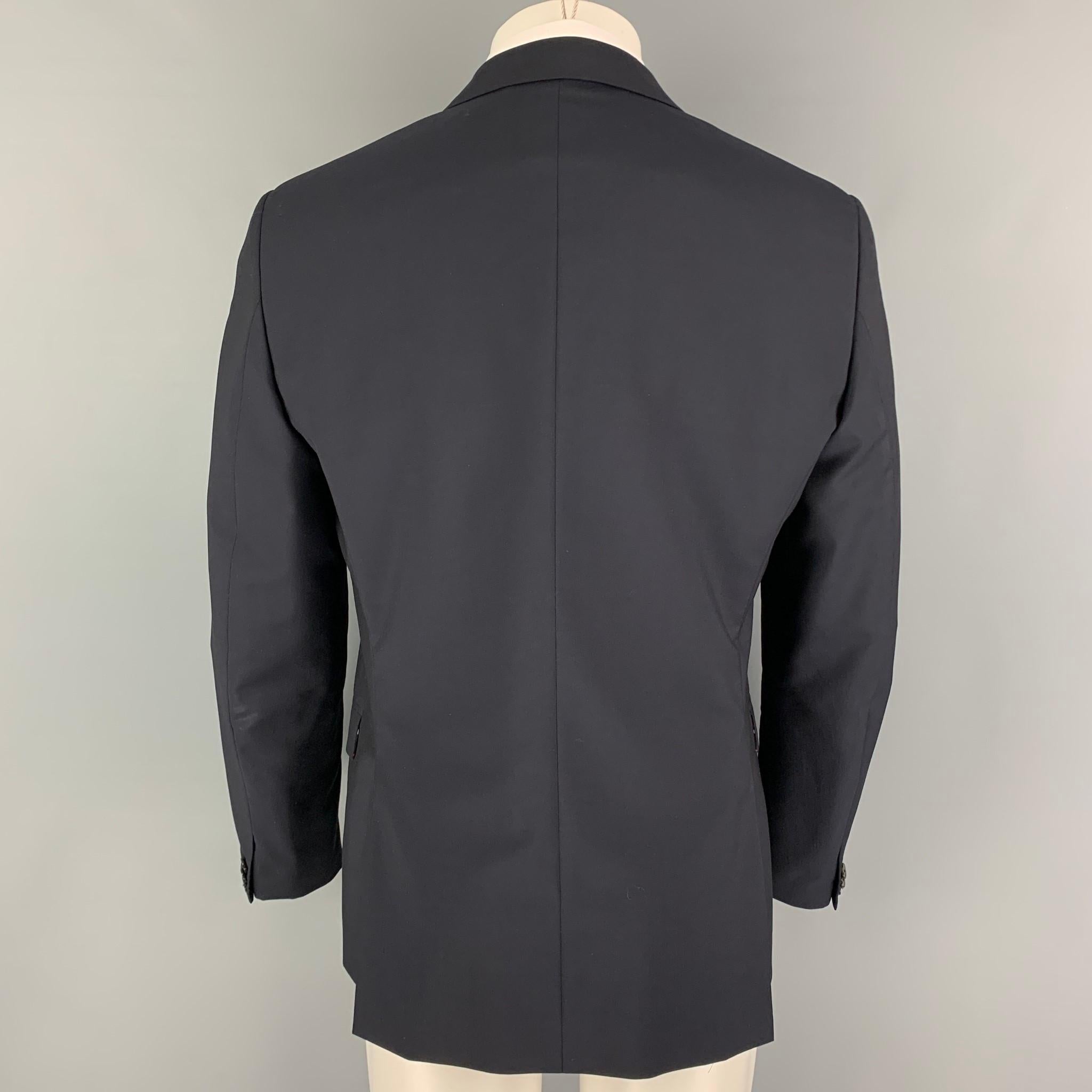 Black VALENTINO Size 42 Navy Wool Mohair Notch Lapel Sport Coat