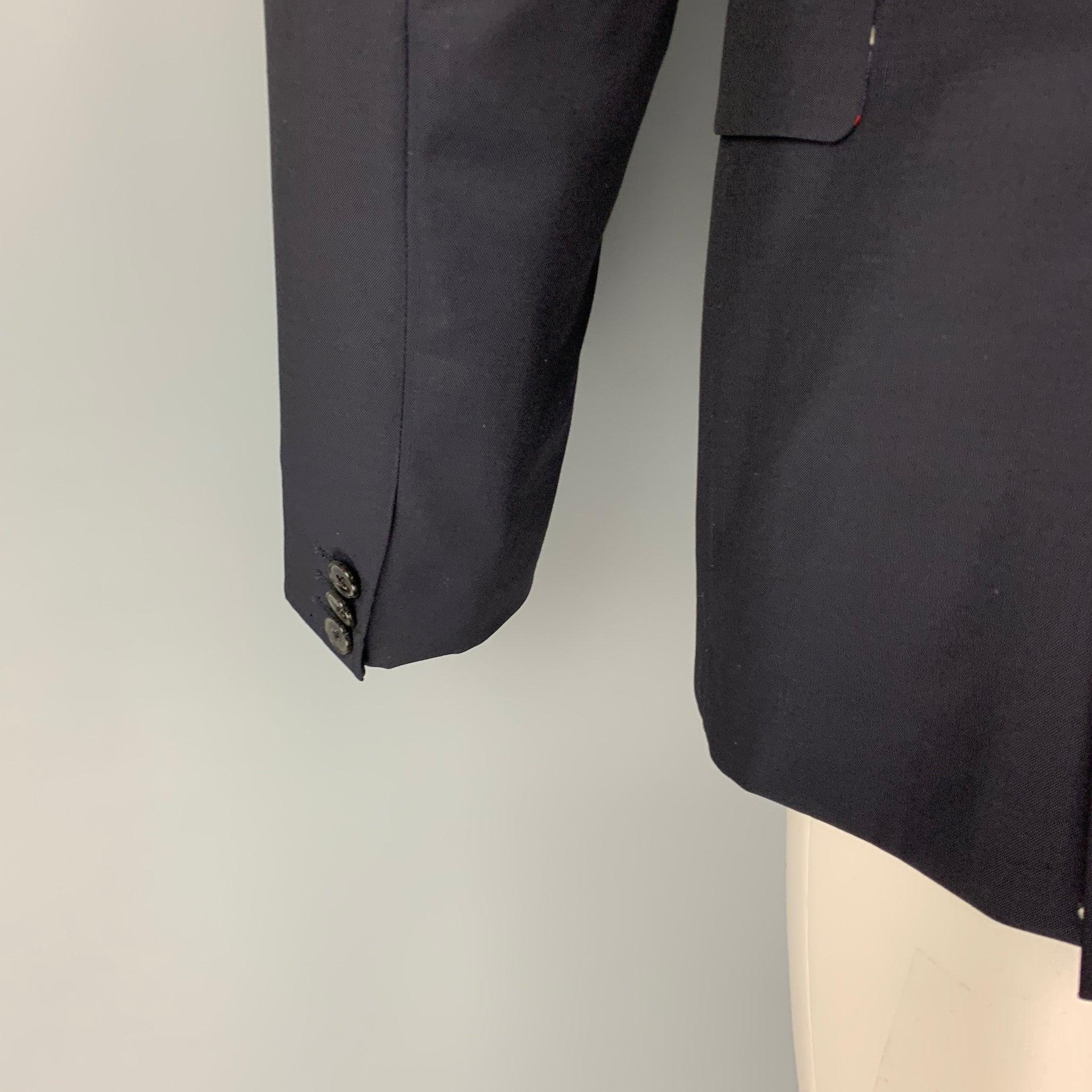 Men's VALENTINO Size 42 Navy Wool Mohair Notch Lapel Sport Coat For Sale