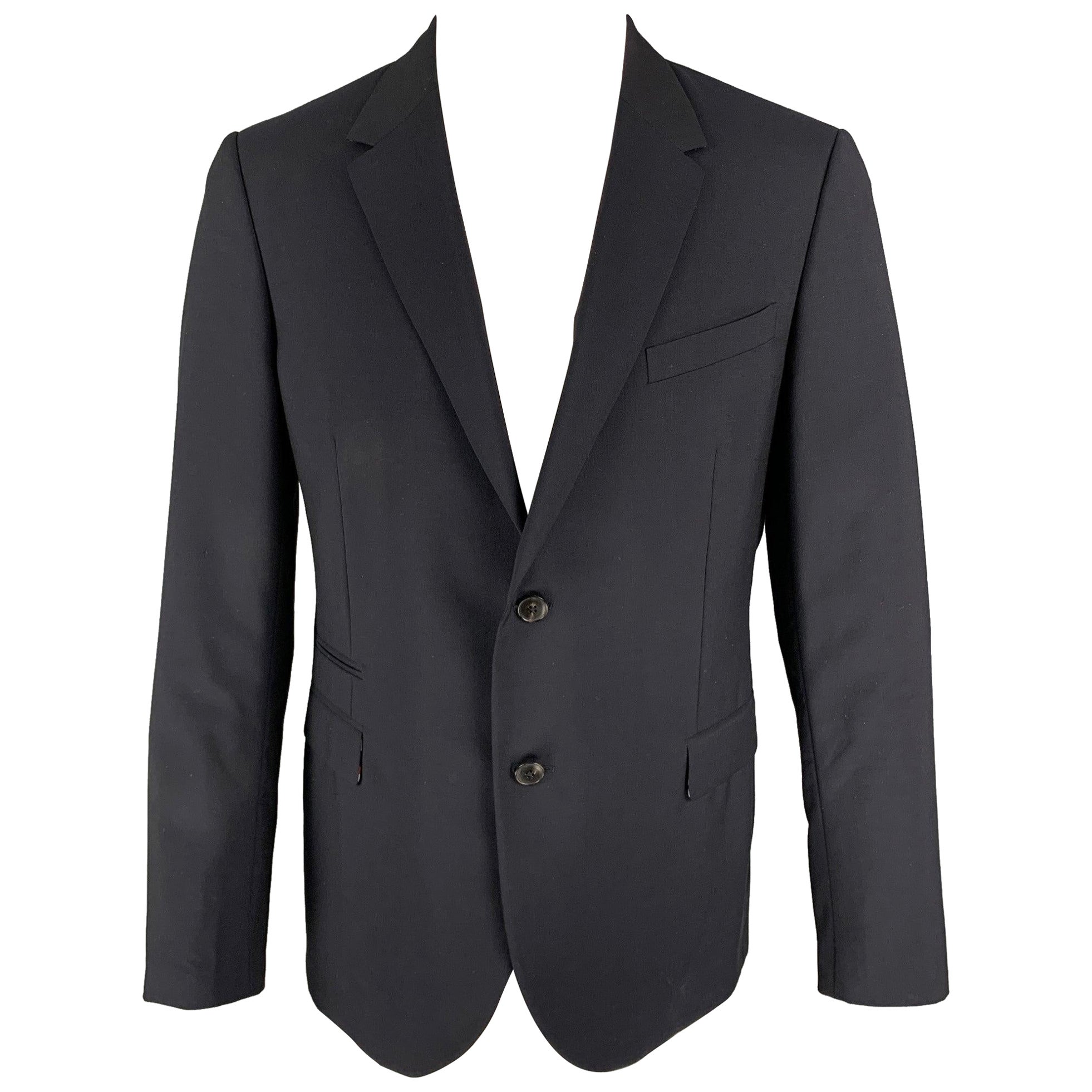 VALENTINO Talla 42 Azul marino Lana Mohair Capa deportiva con solapa de muesca