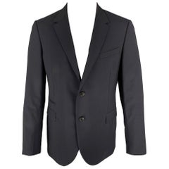 VALENTINO Talla 42 Azul marino Lana Mohair Capa deportiva con solapa de muesca