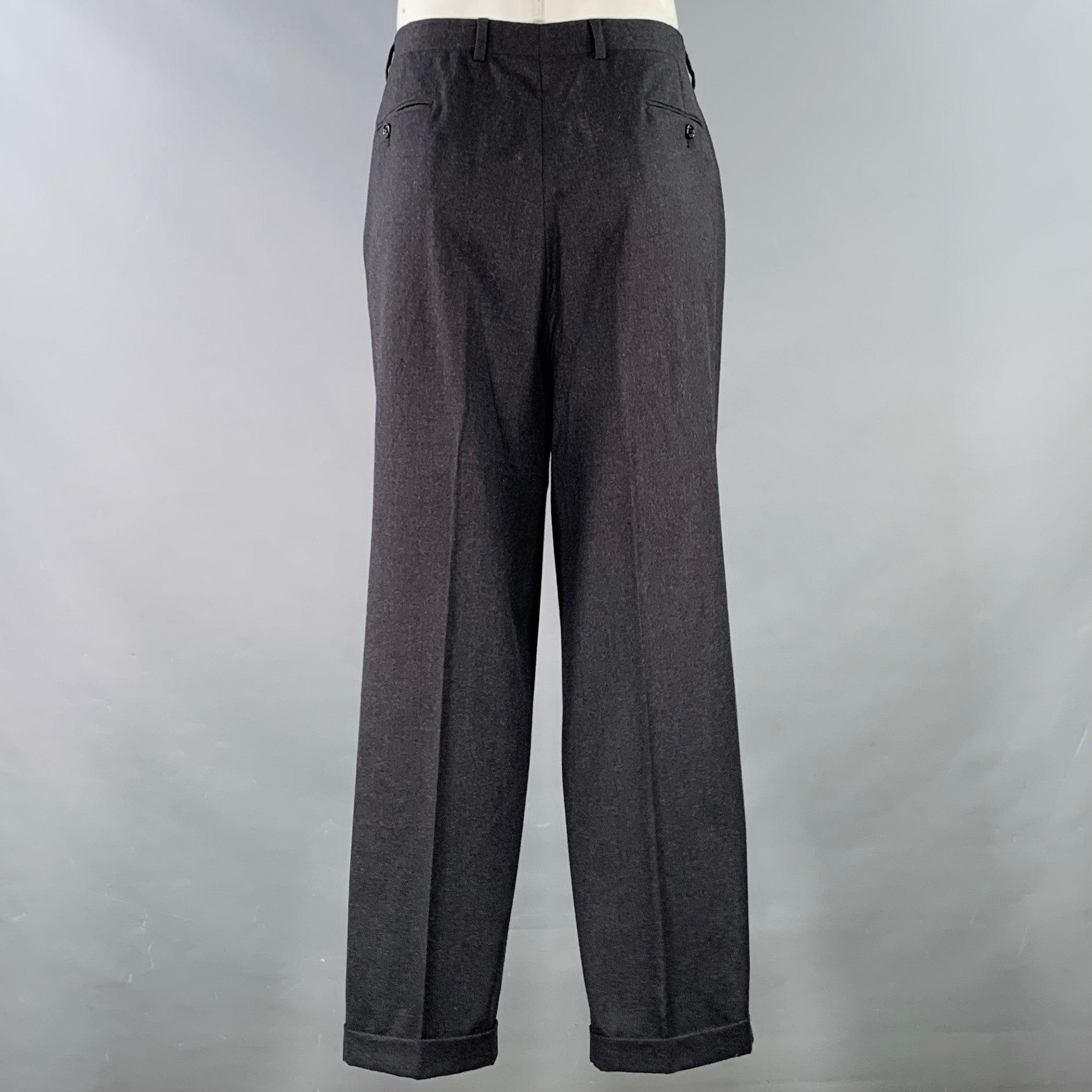 VALENTINO Taille 43 Regular Costume gris anthracite en laine vierge à revers échancré en vente 2