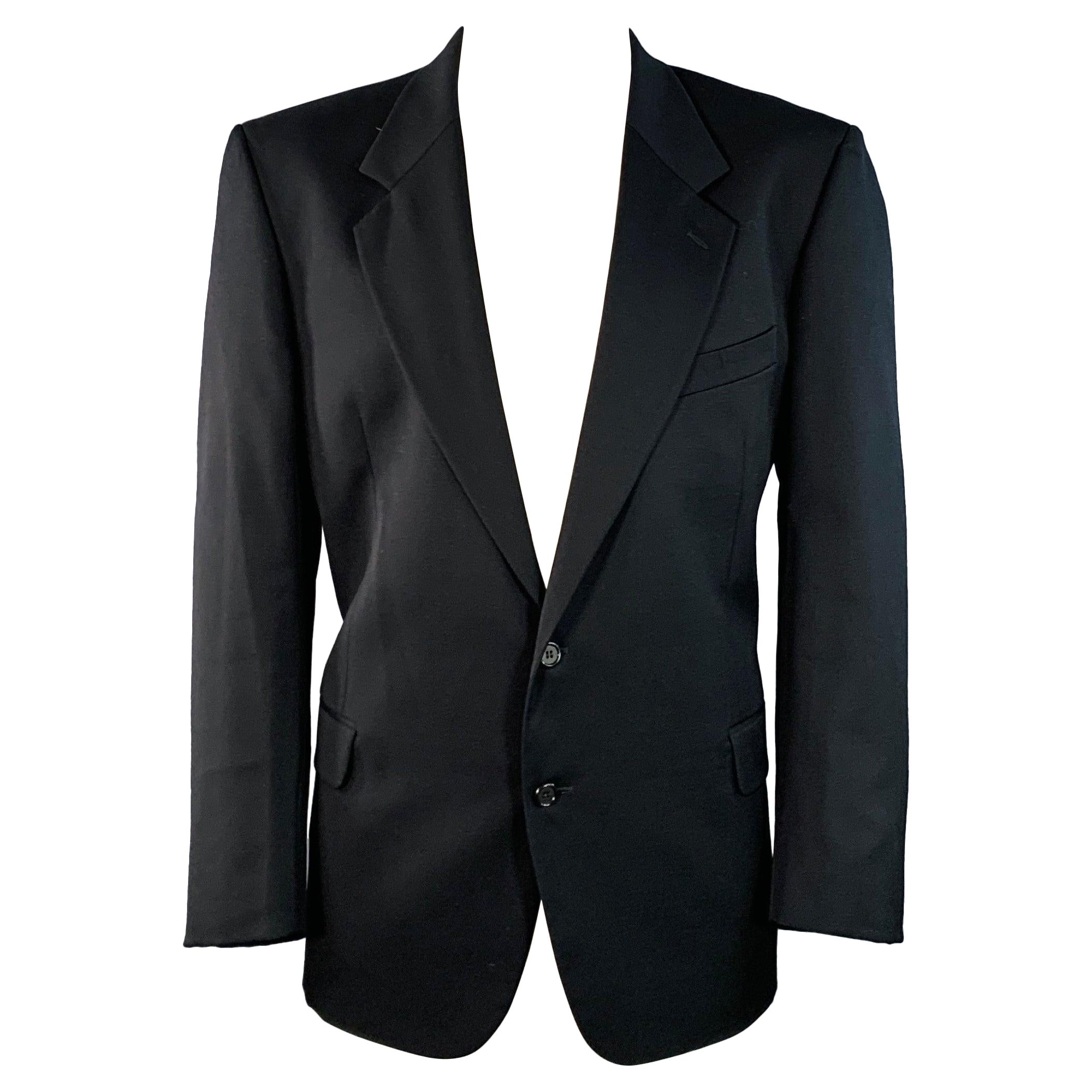 VALENTINO Size 46 Regular Black Twill Virgin Wool Notch Lapel Sport Coat