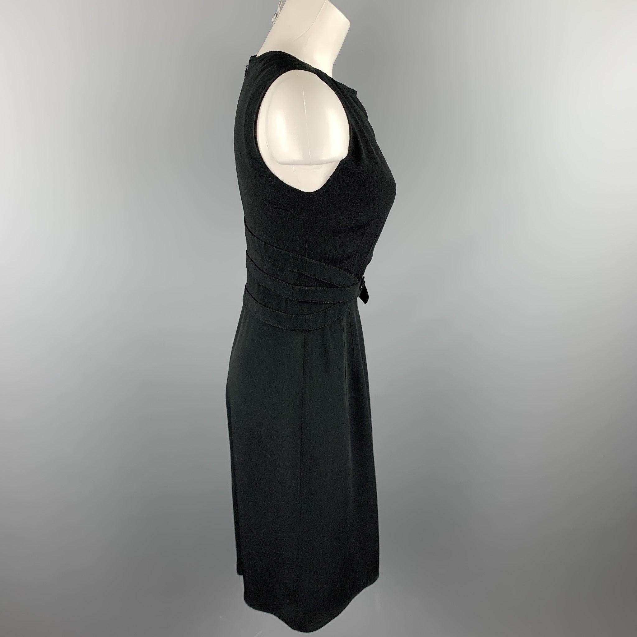 VALENTINO Size 6 Black Acetate / Silk Sleeveless Sheath Cocktail Dress In Good Condition For Sale In San Francisco, CA