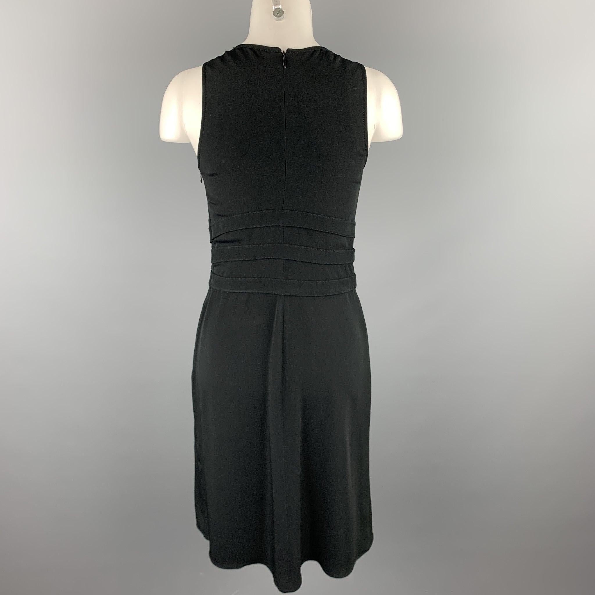 Women's VALENTINO Size 6 Black Acetate / Silk Sleeveless Sheath Cocktail Dress For Sale