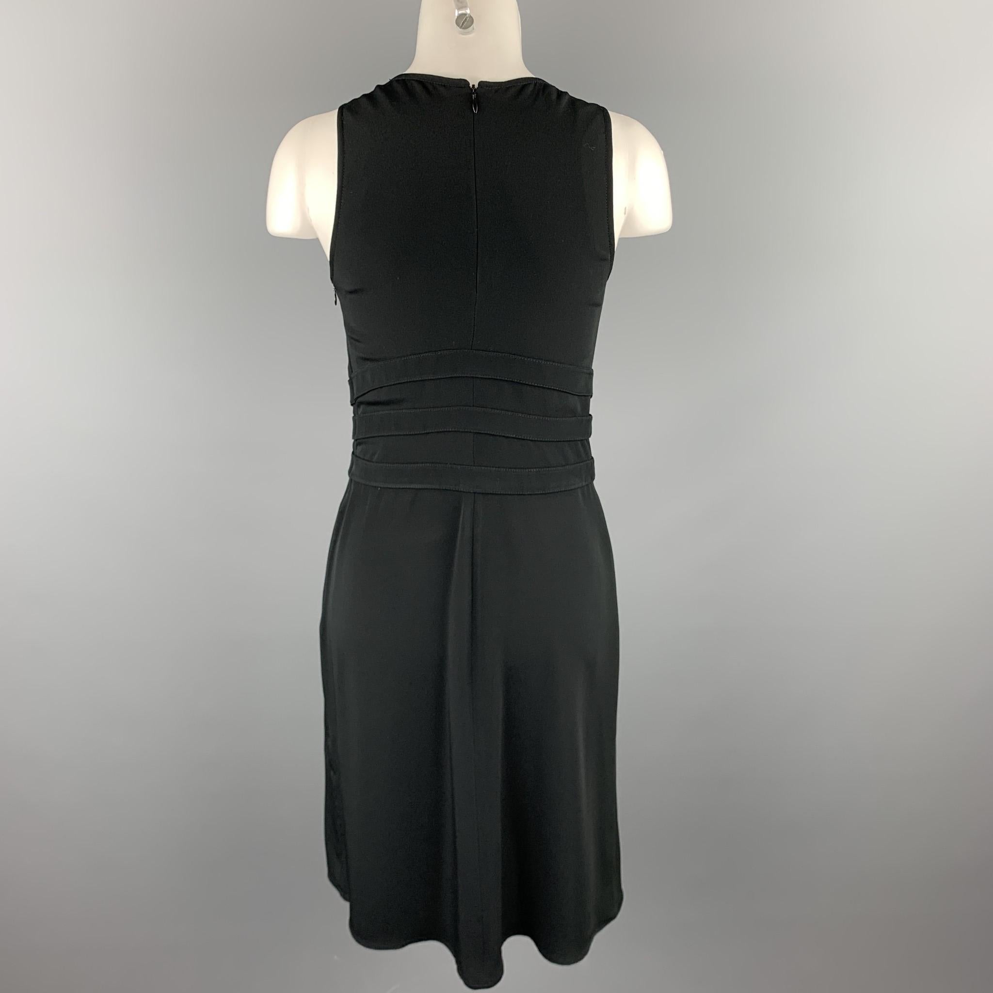 VALENTINO Size 6 Black Acetate / Silk Sleeveless Sheath Cocktail Dress In Good Condition In San Francisco, CA