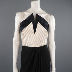 VALENTINO Talla 6 Negro y Crema Acolchado Busier Wrap Dress