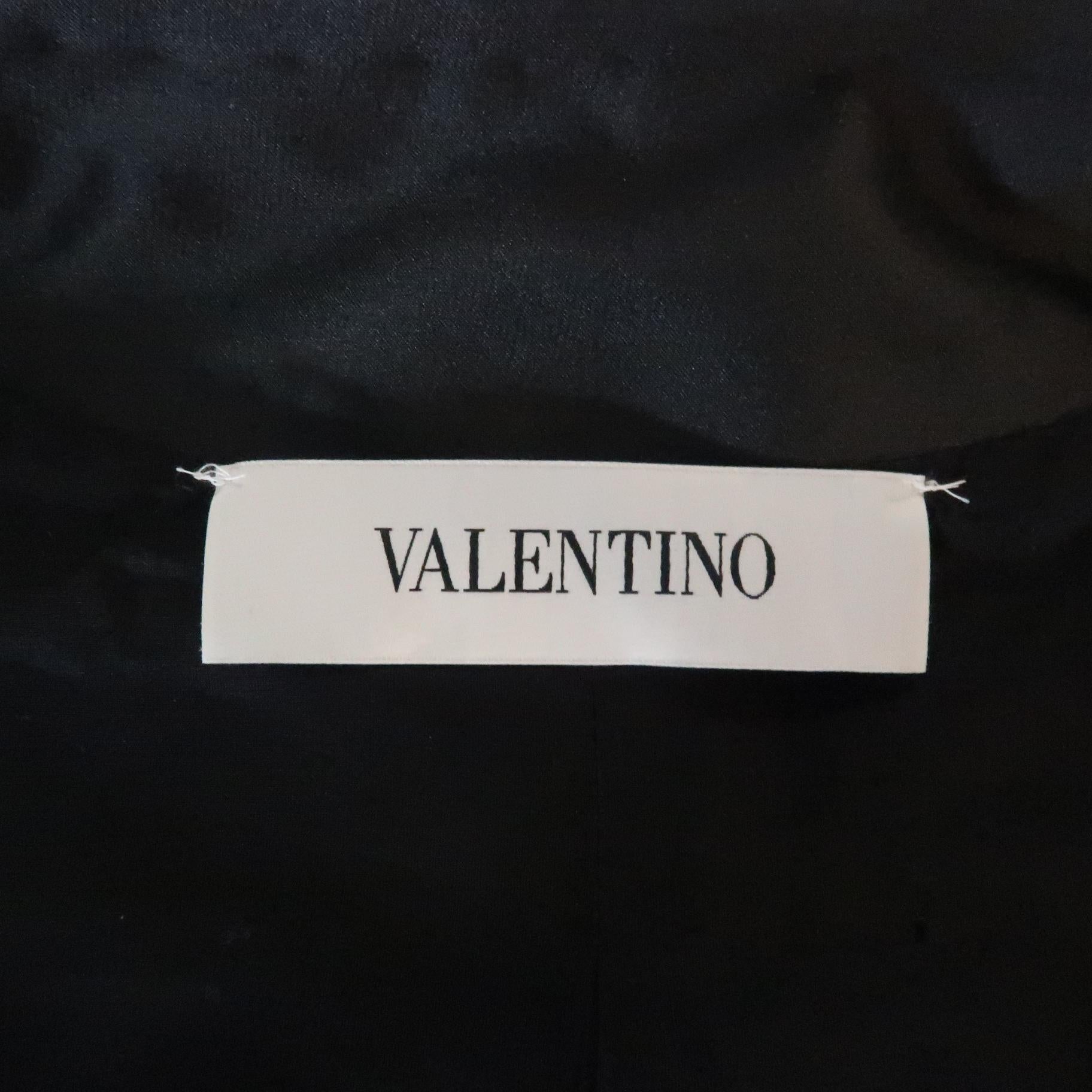 VALENTINO Size 6 Black Wool Cropped Sleeve Sequin Embellished Peplum Jacket 6