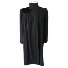 Valentino Size 6 Black Wool Velvet 1/2 Moon Opera Coat Vintage - 2217-14-6819