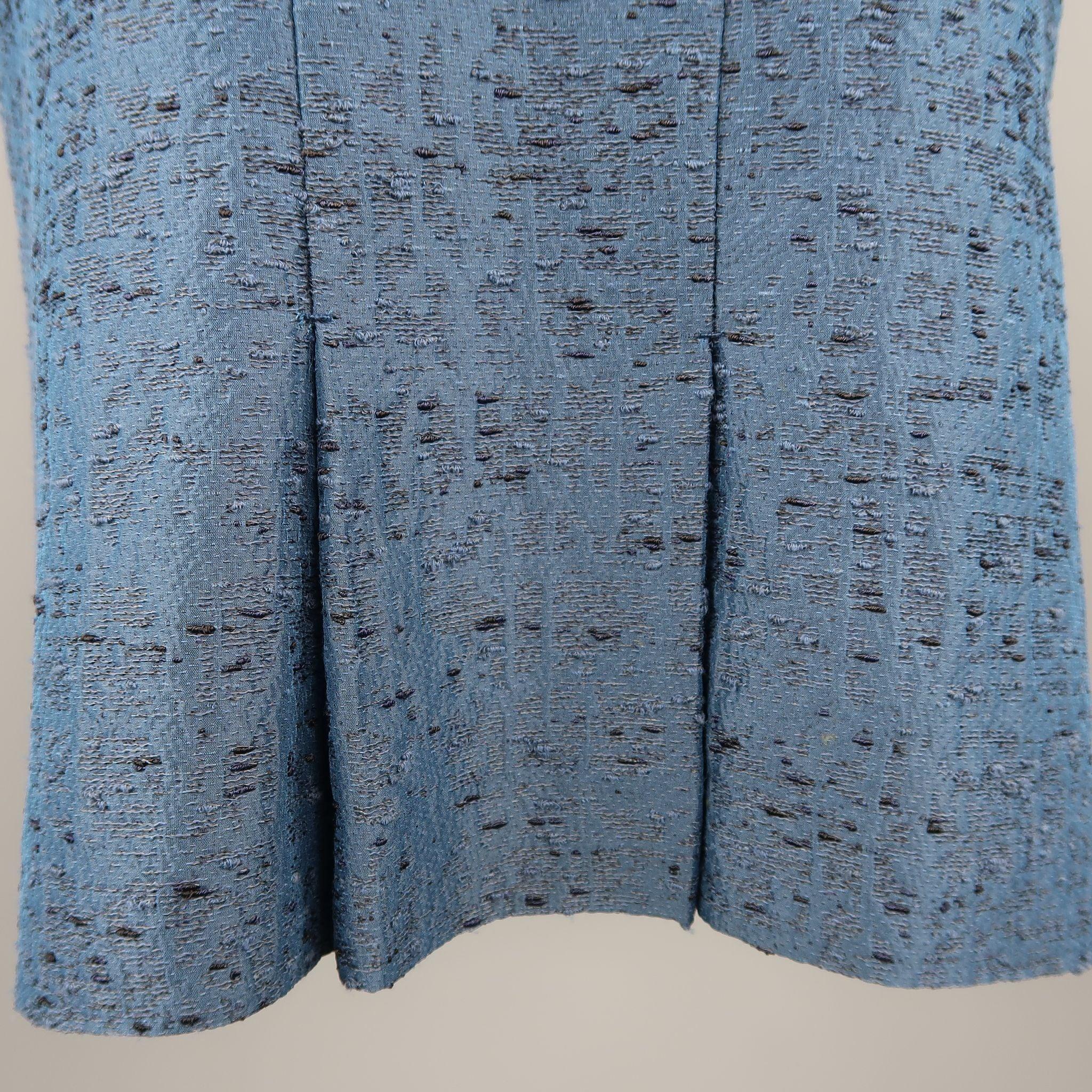 Women's VALENTINO Size 6 Blue Viscose Blend Textured Pencil Skirt For Sale