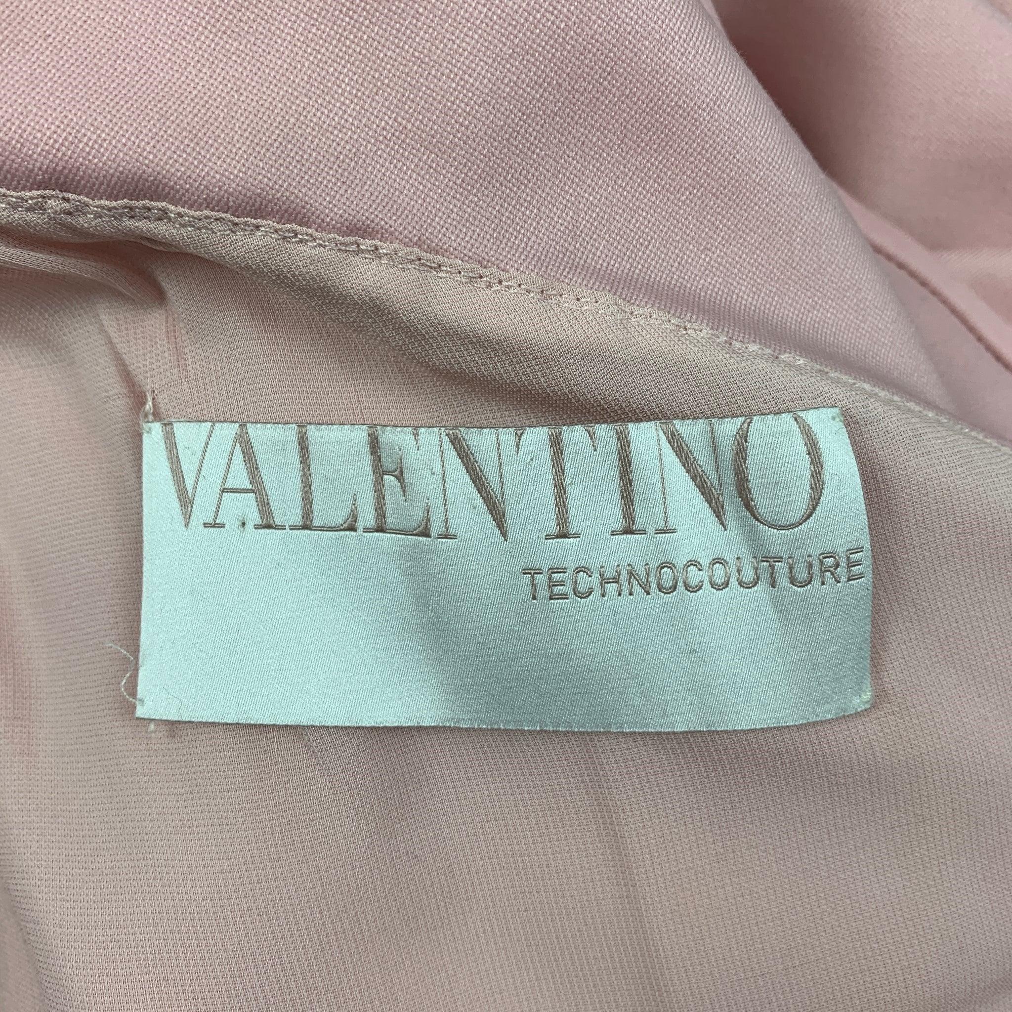 VALENTINO Size 6 Blush Wool Ruffled One Shoulder Cocktail Dress For Sale 1