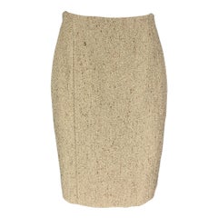 VALENTINO Jupe crayon texturée en mélange de viscose dorée, taille 6