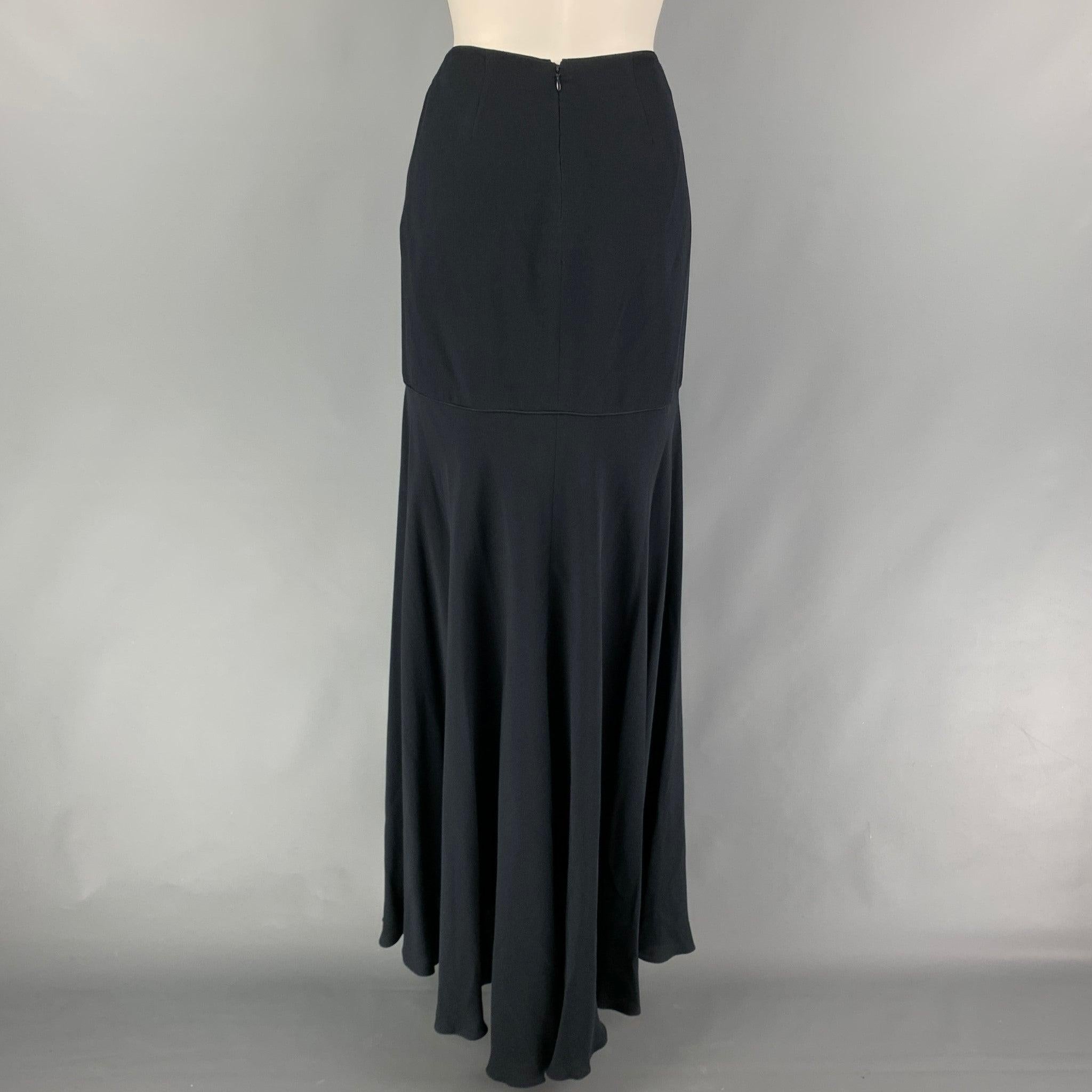 VALENTINO Size 8 Black Acetate Blend Long Skirt In Good Condition For Sale In San Francisco, CA