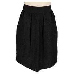 VALENTINO Size 8 Black Mohair Blend Pleated Skirt