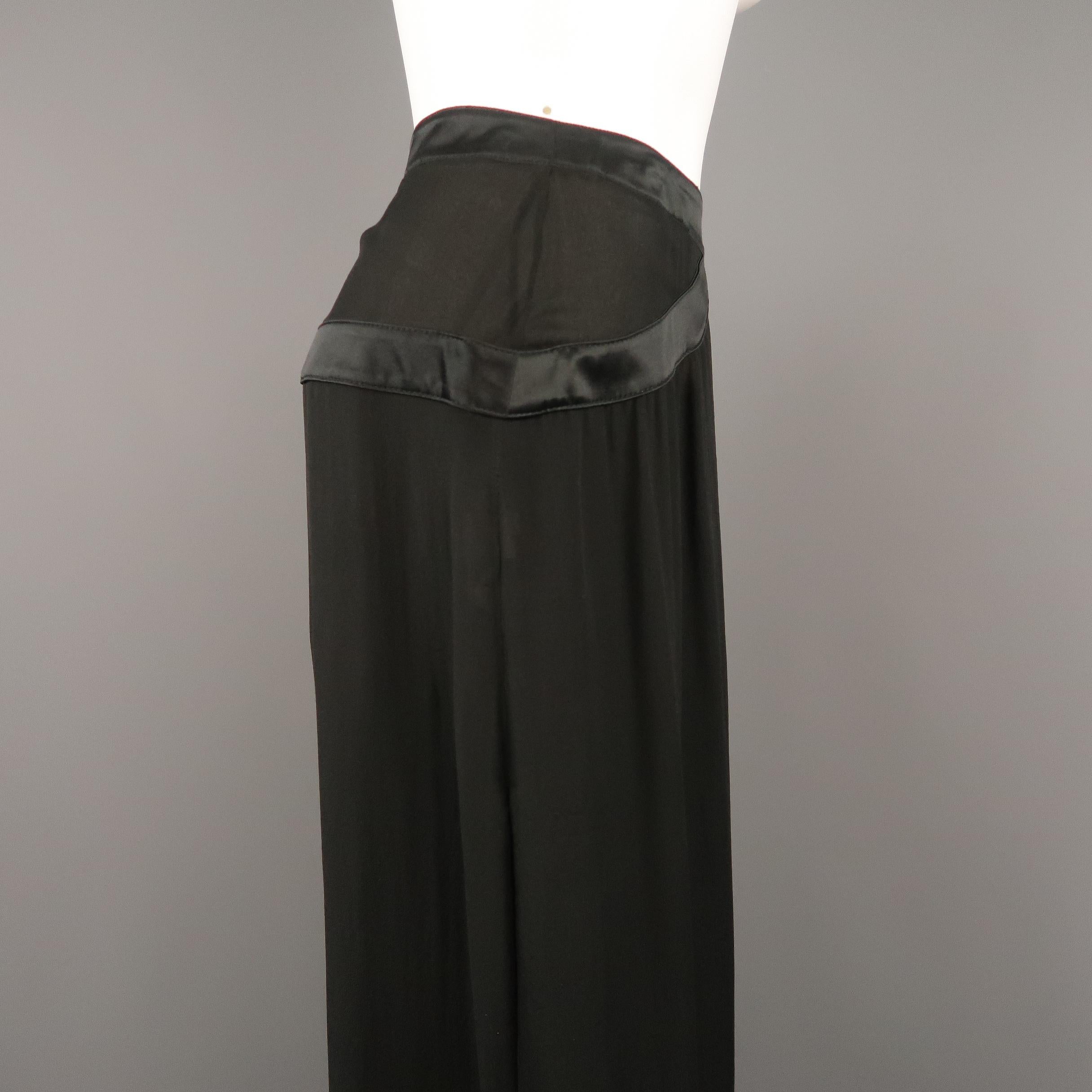 VALENTINO Size 8 Black Sheer Silk Chiffon Satin Belt Maxi Skirt im Zustand „Gut“ in San Francisco, CA