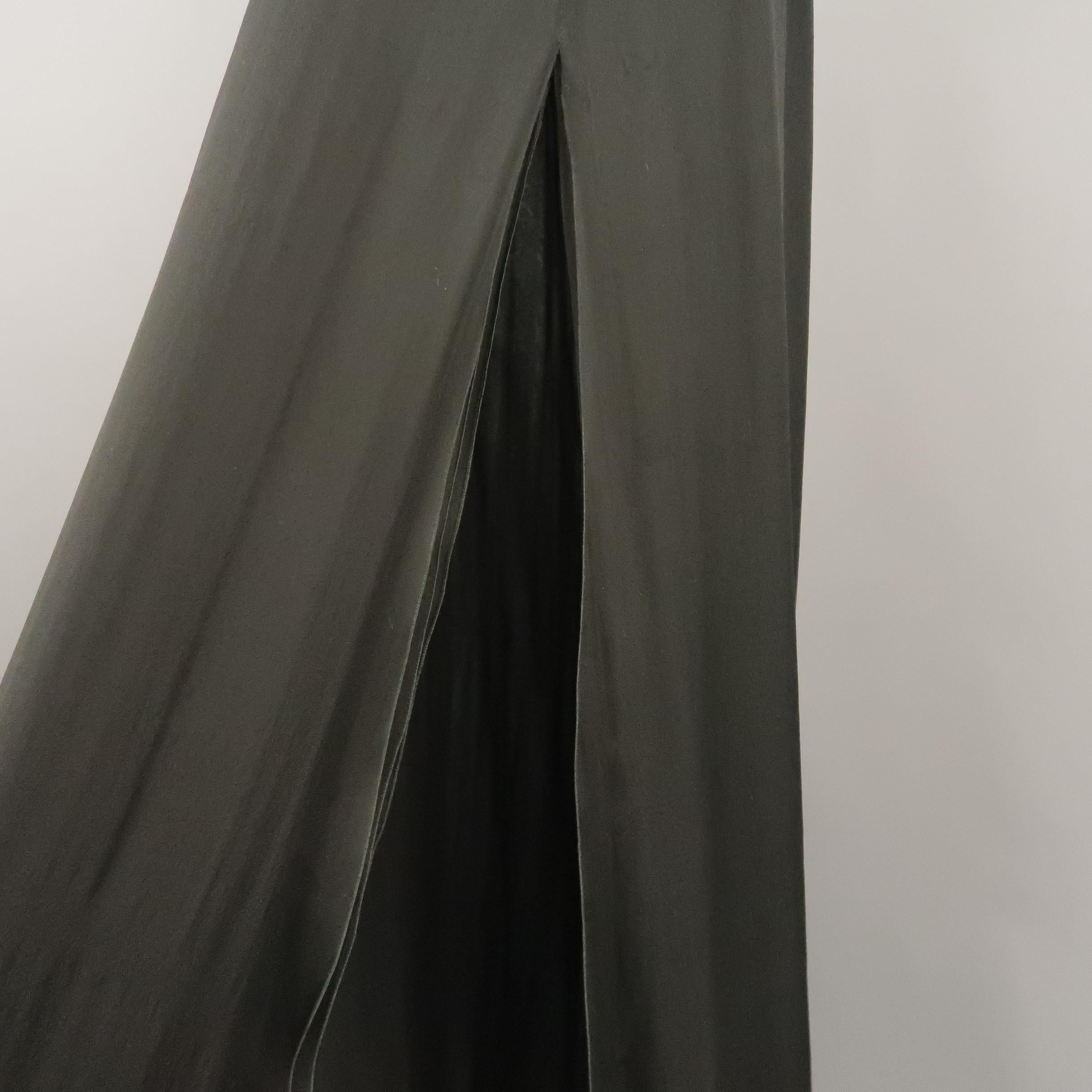 VALENTINO Size 8 Black Sheer Silk Chiffon Satin Belt Maxi Skirt 1
