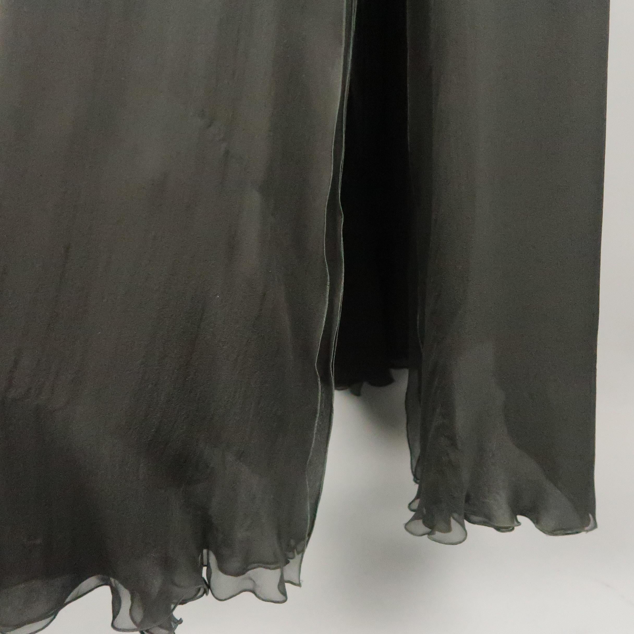 VALENTINO Size 8 Black Sheer Silk Chiffon Satin Belt Maxi Skirt 2