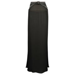 VALENTINO Size 8 Black Sheer Silk Chiffon Satin Belt Maxi Skirt VALENTINO Size 8 Black Sheer Silk Chiffon Satin Belt Maxi Skirt