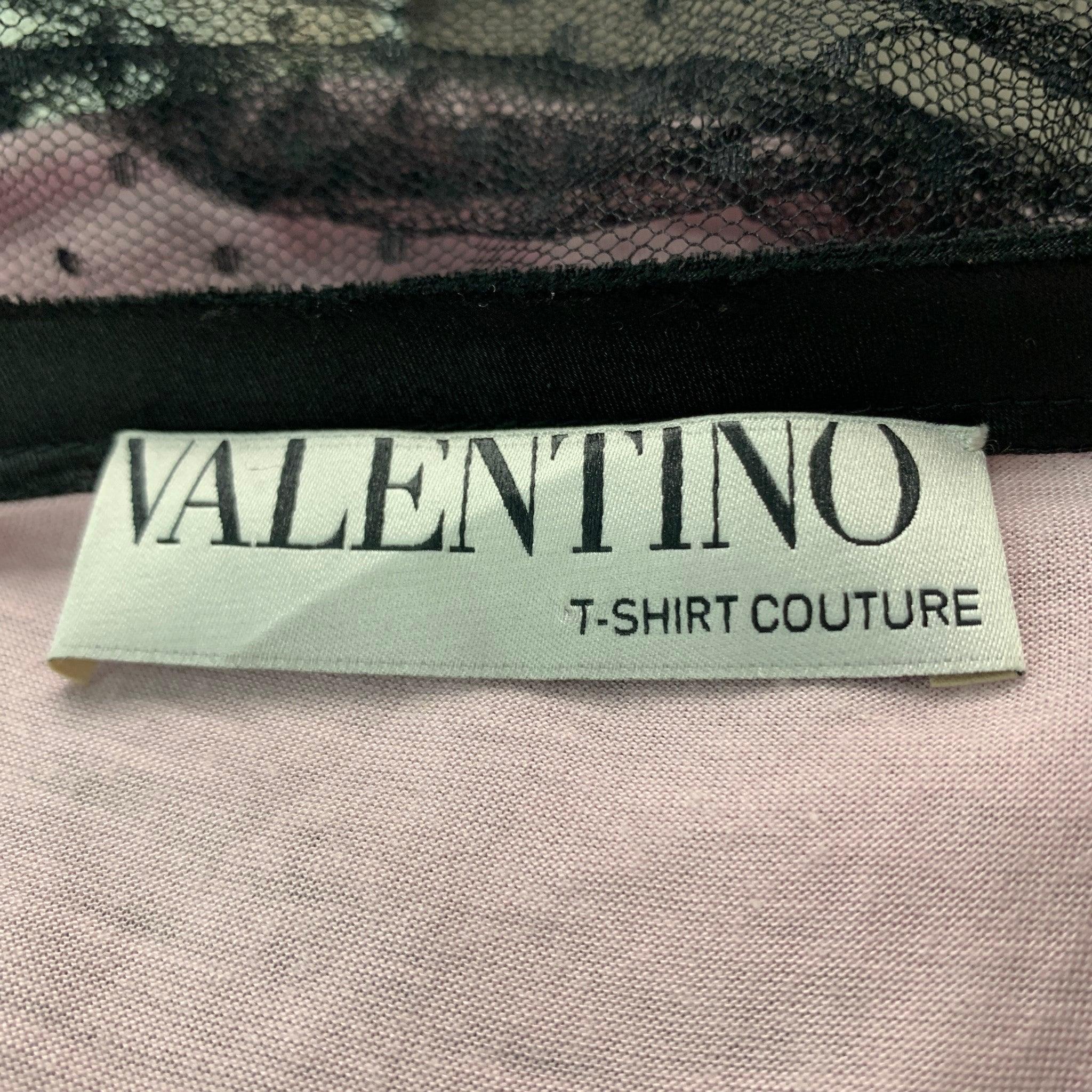 VALENTINO Size 8 Pink Black Cotton Blend Ruched Sleeveless Dress Top For Sale 1