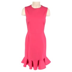 VALENTINO Size 8 Pink Wool Blend Ruffled Sleeveless Dress