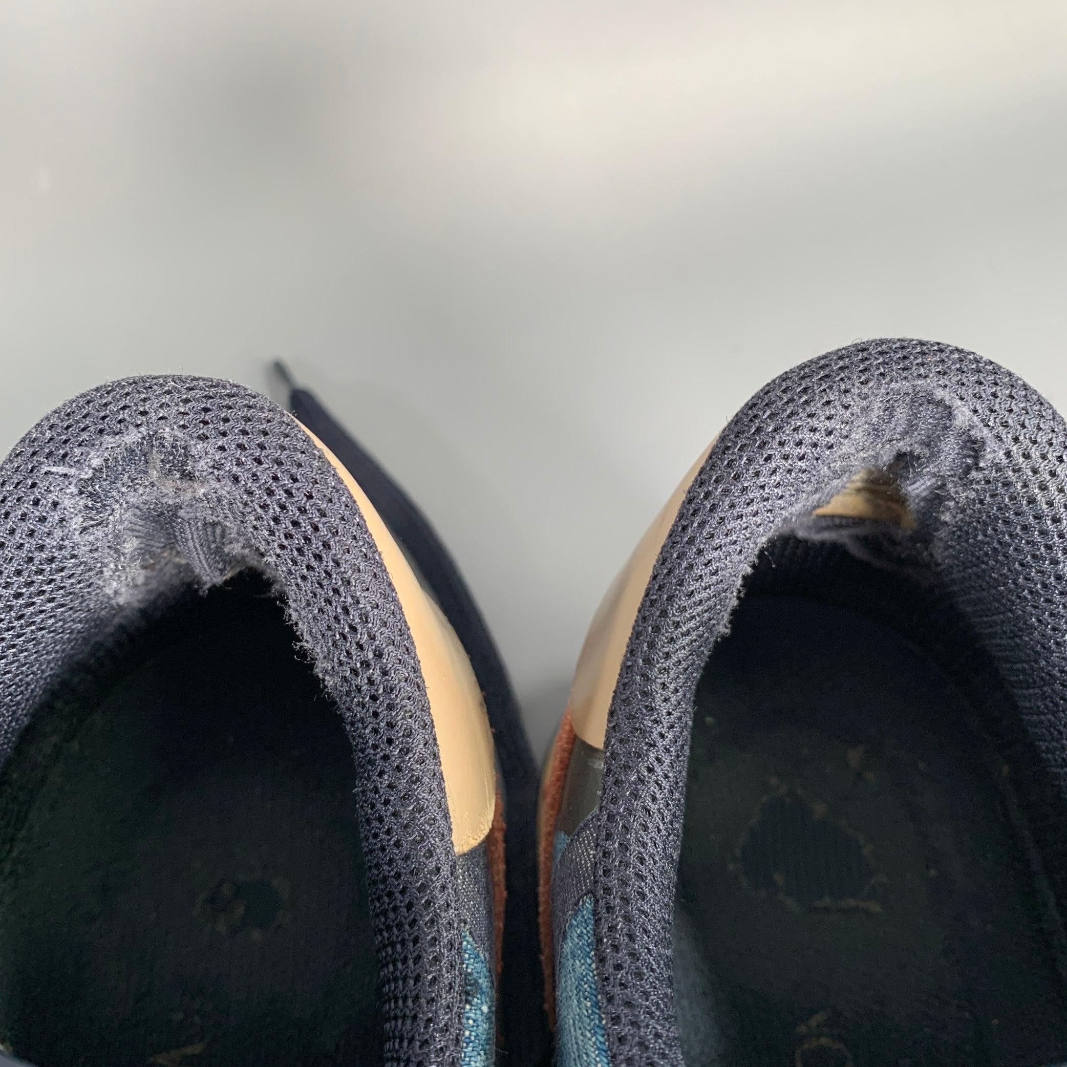 VALENTINO Size 9 Black Blue Red Color Block Leather Rubber Sole Sneakers For Sale 5