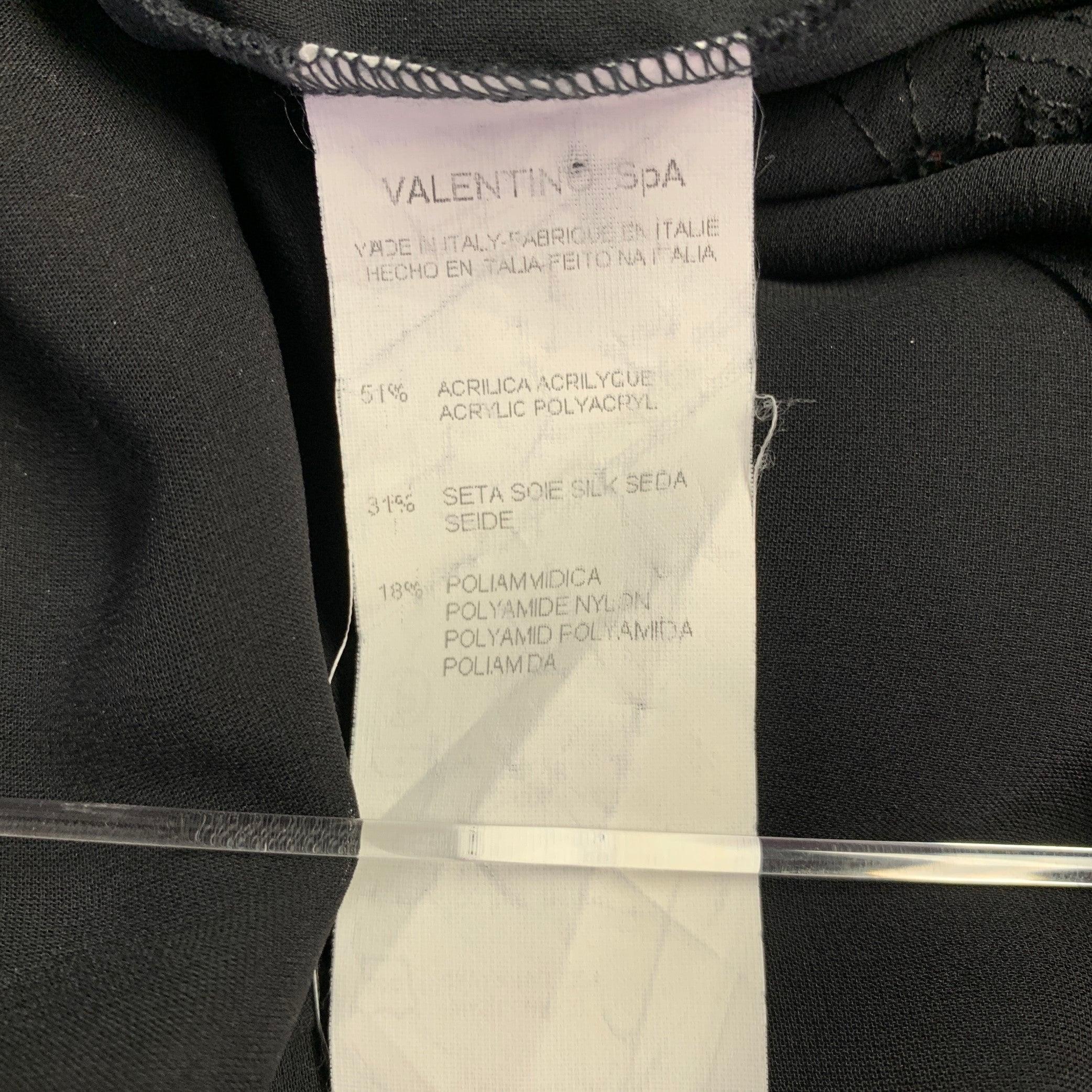 VALENTINO Size L Black Beaded Silk Blend Long Sleeve Shirt For Sale 2
