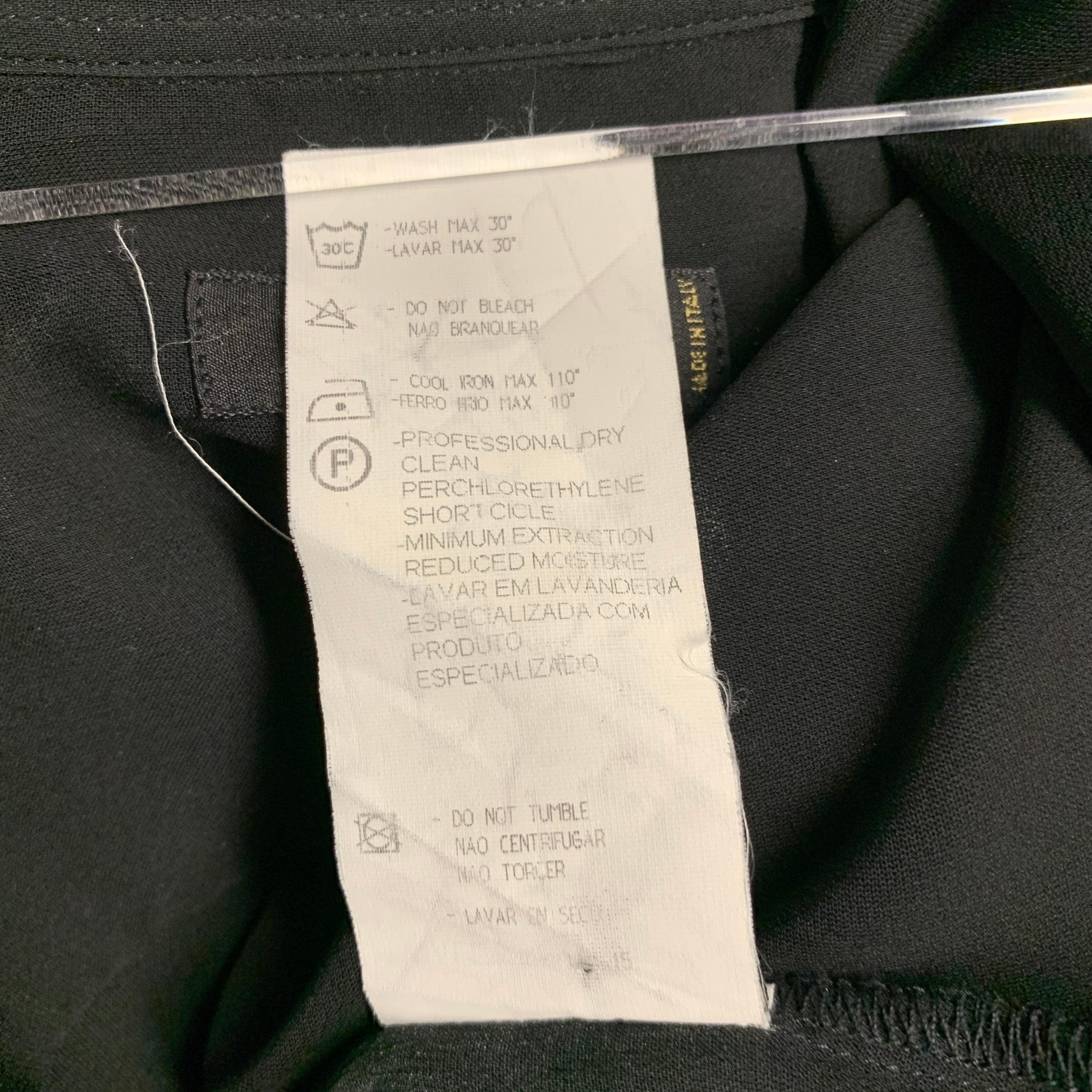 VALENTINO Size L Black Beaded Silk Blend Long Sleeve Shirt For Sale 3