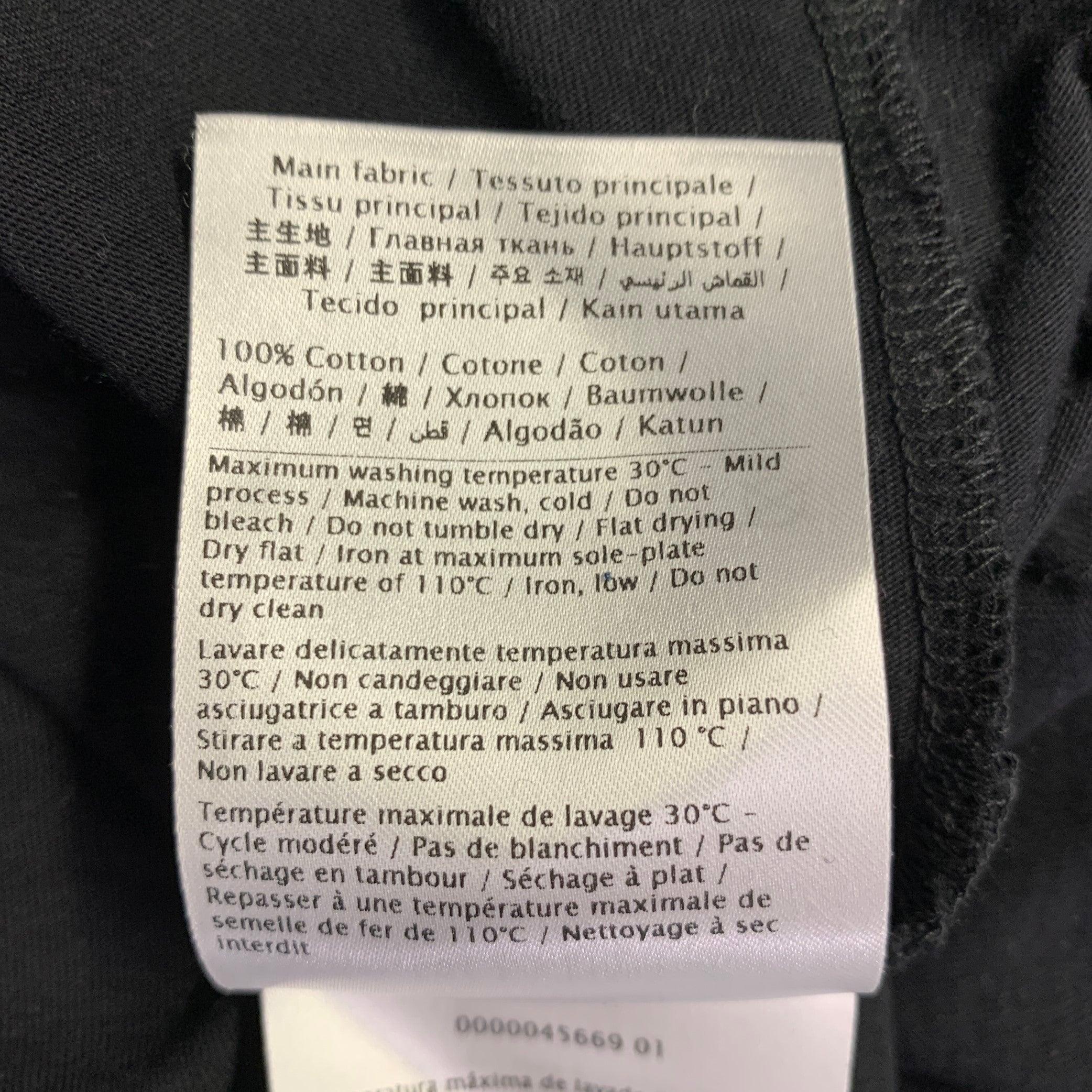 VALENTINO Size L Black Blue Logo Cotton Crew Neck T-shirt For Sale 3