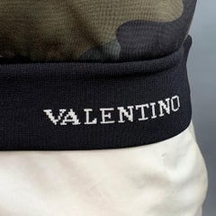 VALENTINO Size L Black Green Camo Polyamide Cotton Zip Up Sweatshirt