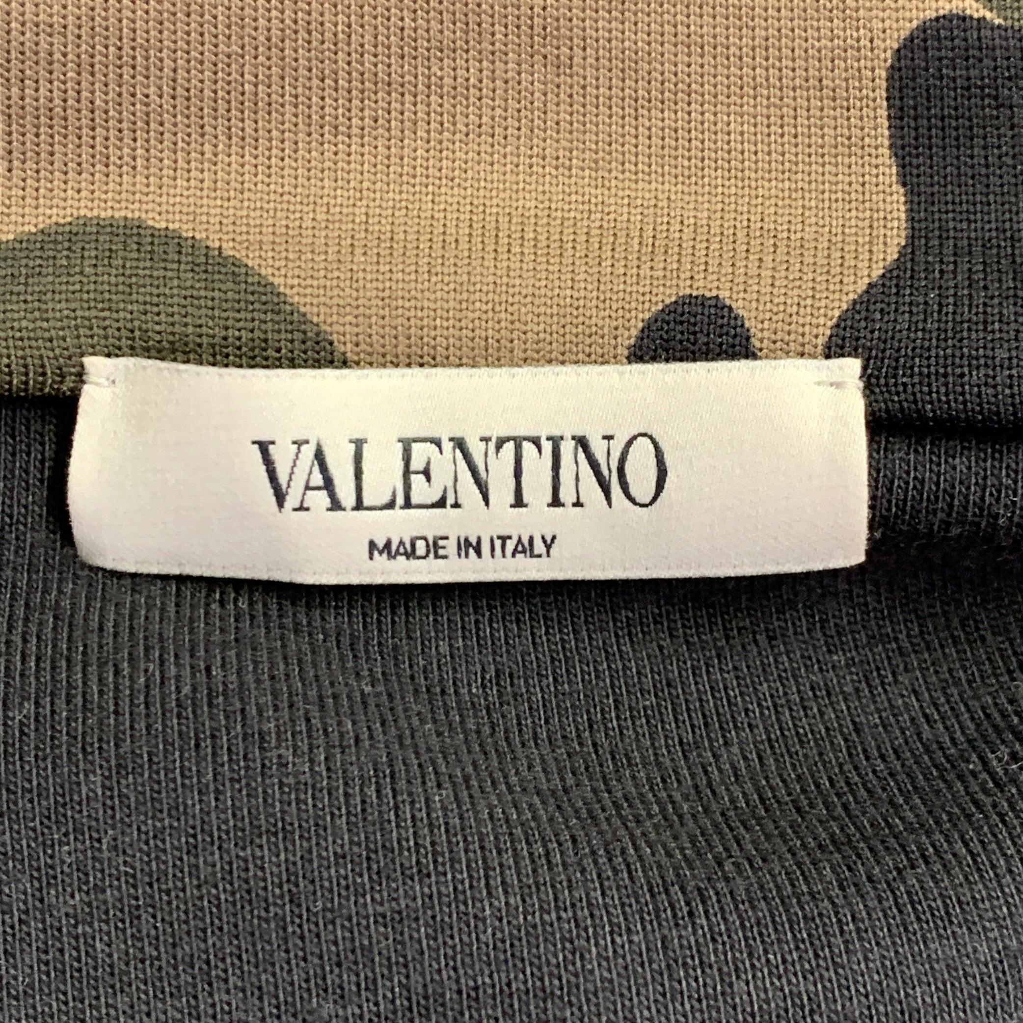 VALENTINO Größe L Schwarz Grün Camo Polyamid Baumwolle Zip Up Sweatshirt im Angebot 2
