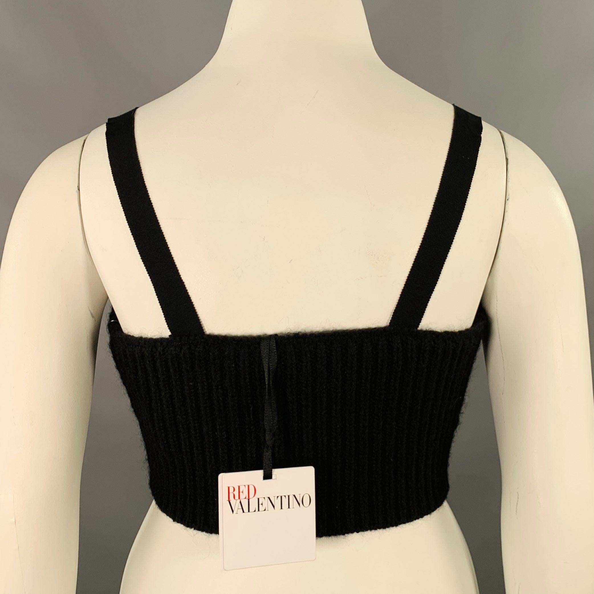 VALENTINO Size L Black Mohair Blend Knit Bustier Casual Top In Excellent Condition For Sale In San Francisco, CA