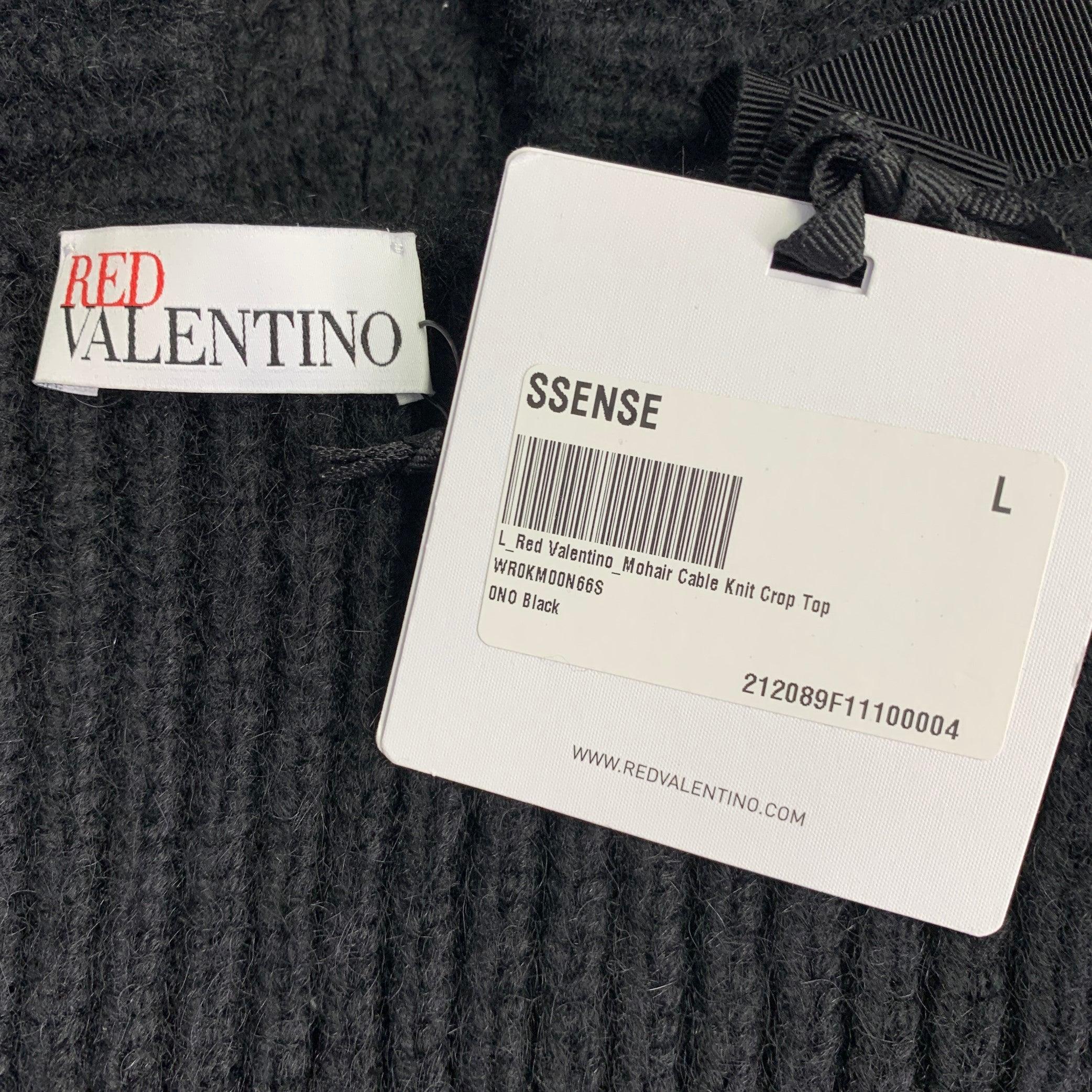 Women's VALENTINO Size L Black Mohair Blend Knit Bustier Casual Top For Sale
