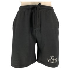 VALENTINO Size L Black Solid Cotton Polyamide Elastic Waistband Shorts