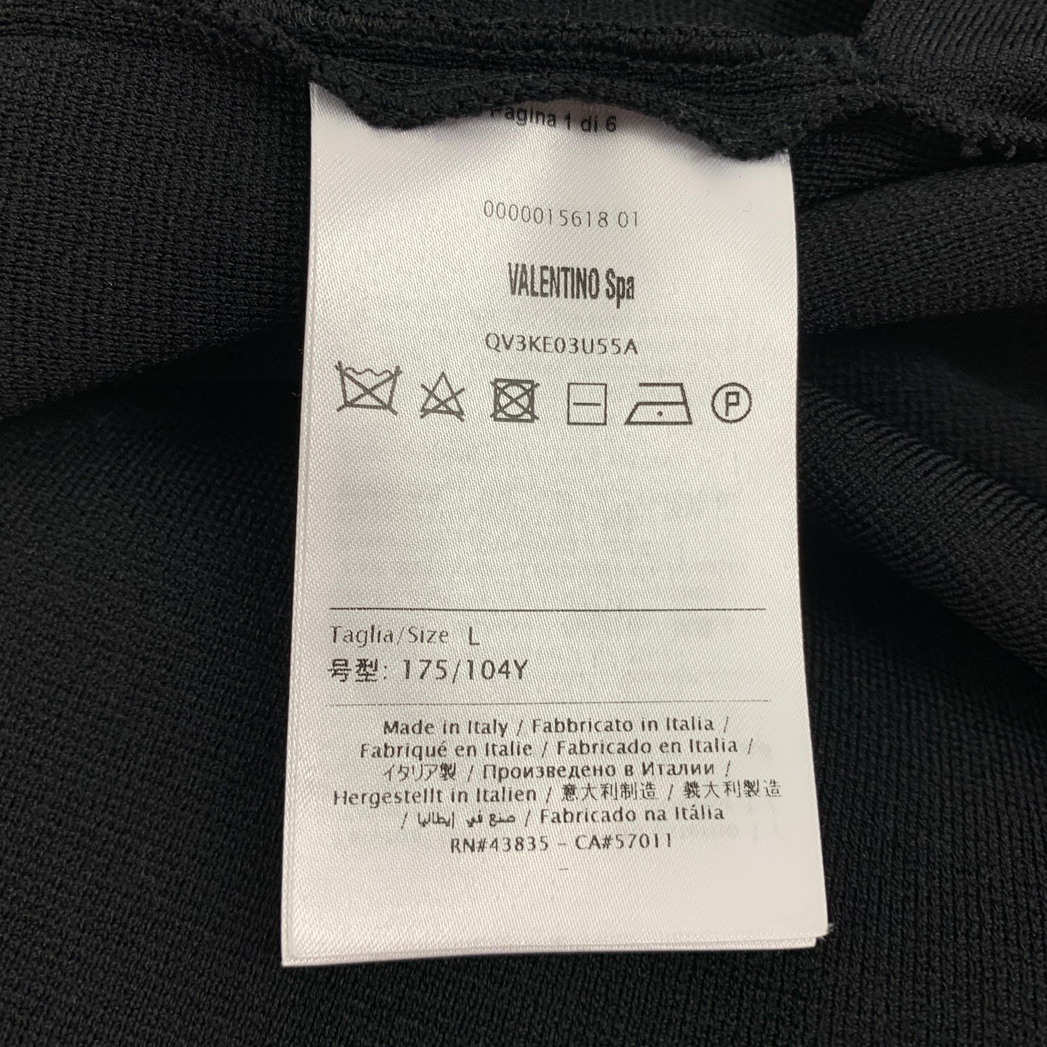 Men's VALENTINO Size L Black White Logo Viscose Blend Zip Up Jacket