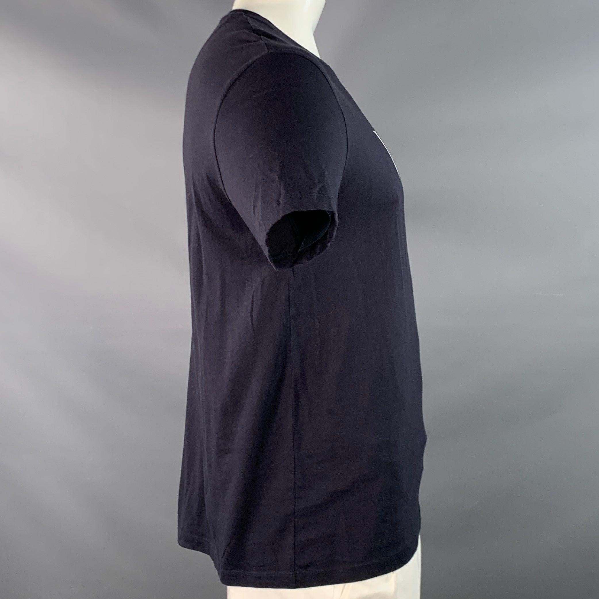 VALENTINO Größe L Navy Weiß Logo Baumwolle Kurzarm T-Shirt mit Rundhalsausschnitt (Schwarz) im Angebot