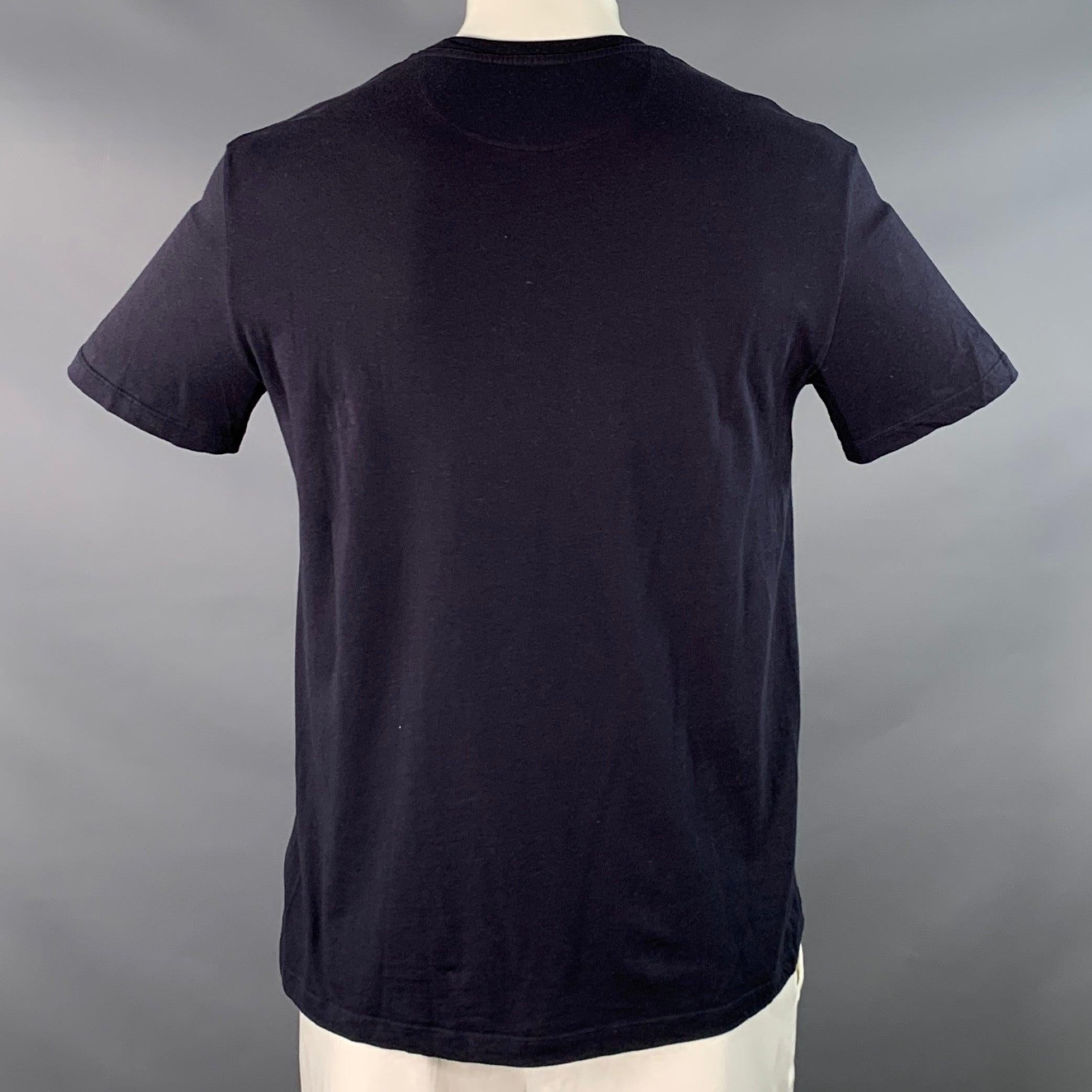 VALENTINO Größe L Navy Weiß Logo Baumwolle Kurzarm T-Shirt mit Rundhalsausschnitt im Zustand „Hervorragend“ im Angebot in San Francisco, CA