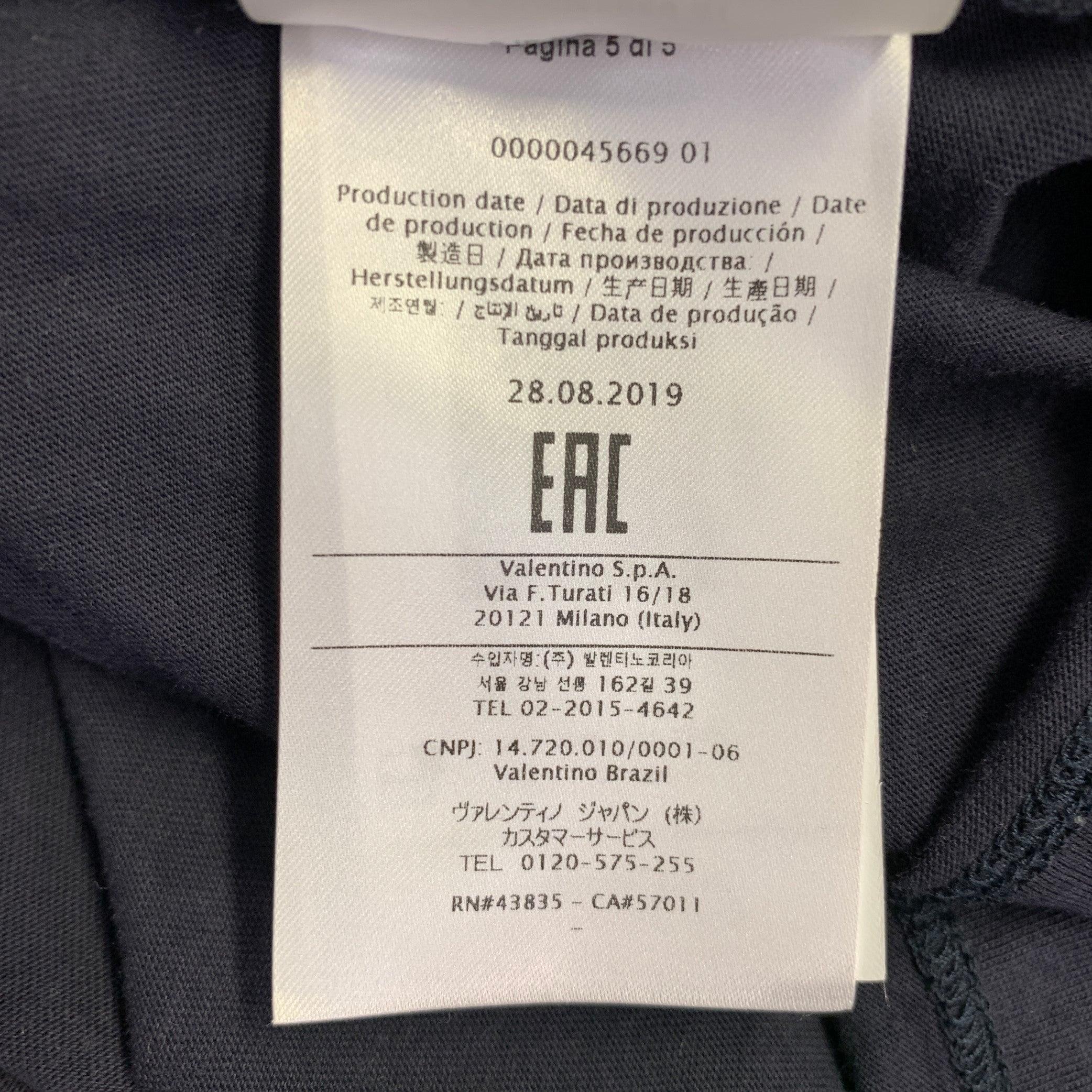VALENTINO Größe L Navy Weiß Logo Baumwolle Kurzarm T-Shirt mit Rundhalsausschnitt im Angebot 3