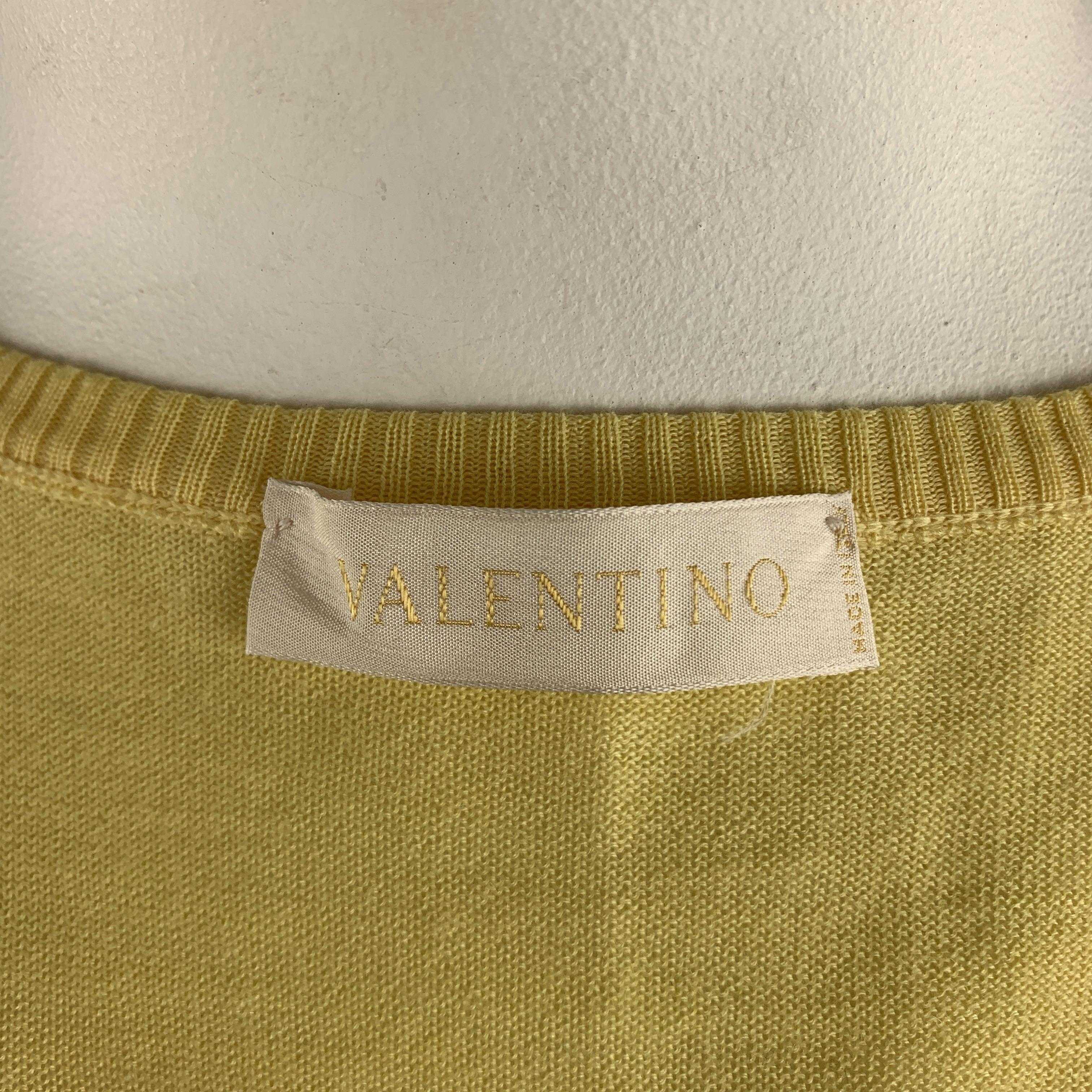 VALENTINO Size L Pastel Yellow Wool Blend Cropped Cardigan For Sale 1