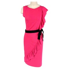 VALENTINO Size L Pink Viscose Blend Ruched Sleeveless Dress