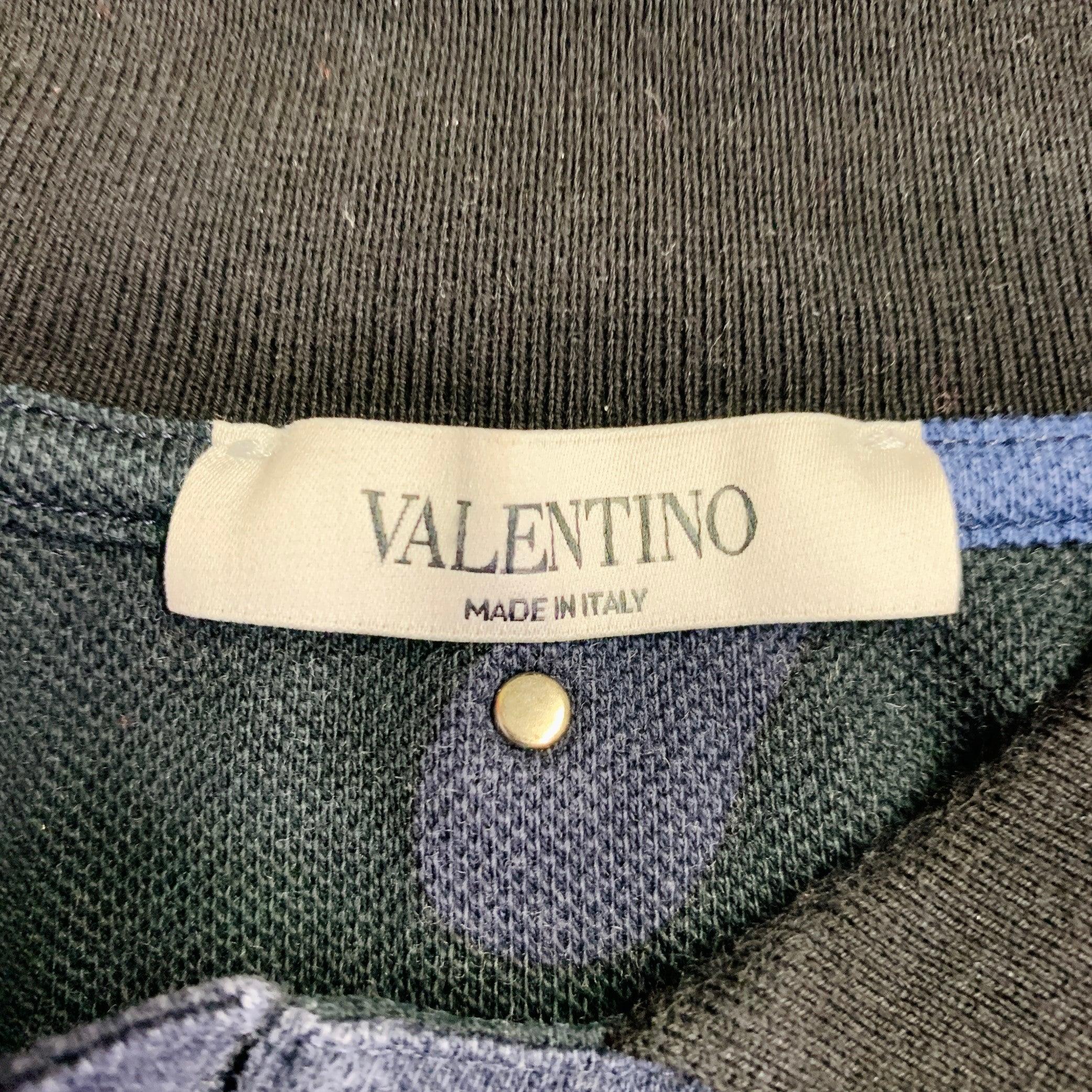 VALENTINO Size M Black Blue Camouflage Cotton Buttoned Polo Excellent état - En vente à San Francisco, CA