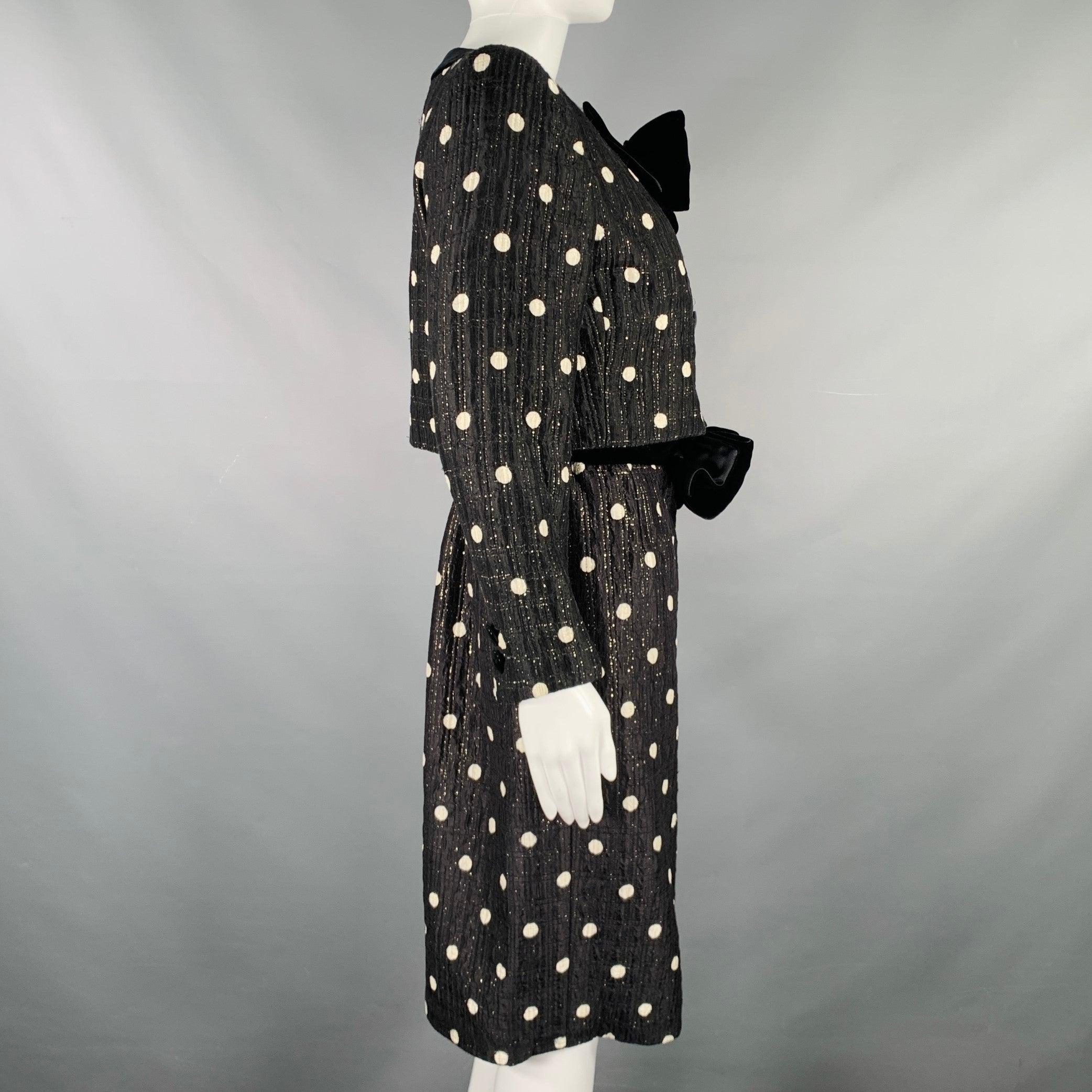 VALENTINO Size M Black White Polka Dot Strapless Dress Jacket Set In Good Condition For Sale In San Francisco, CA