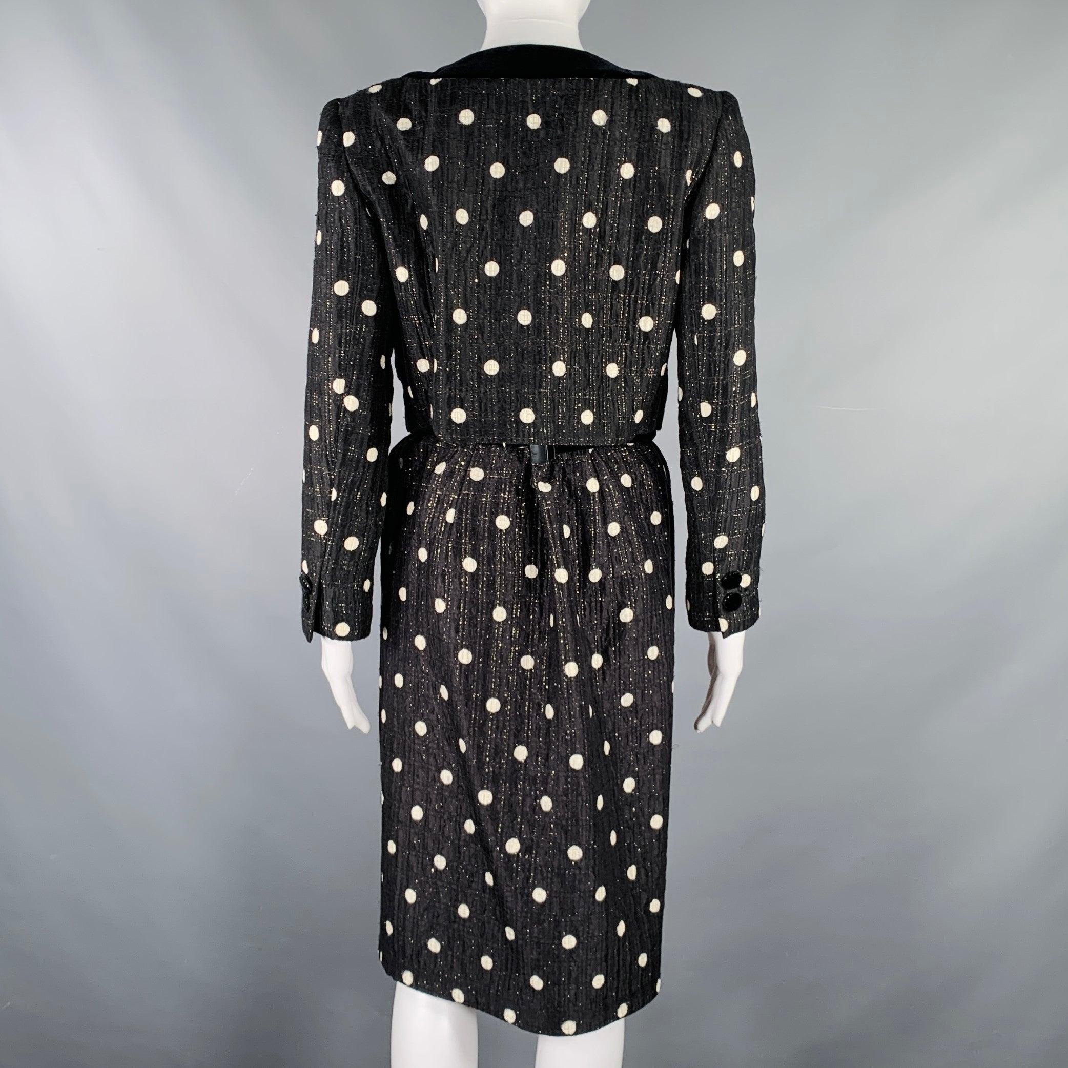 Women's VALENTINO Size M Black White Polka Dot Strapless Dress Jacket Set For Sale