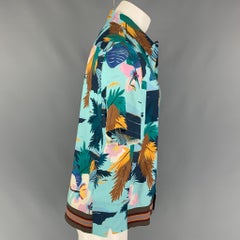 VALENTINO Size M Blue Green Hawaiian Cotton Short Sleeve Shirt