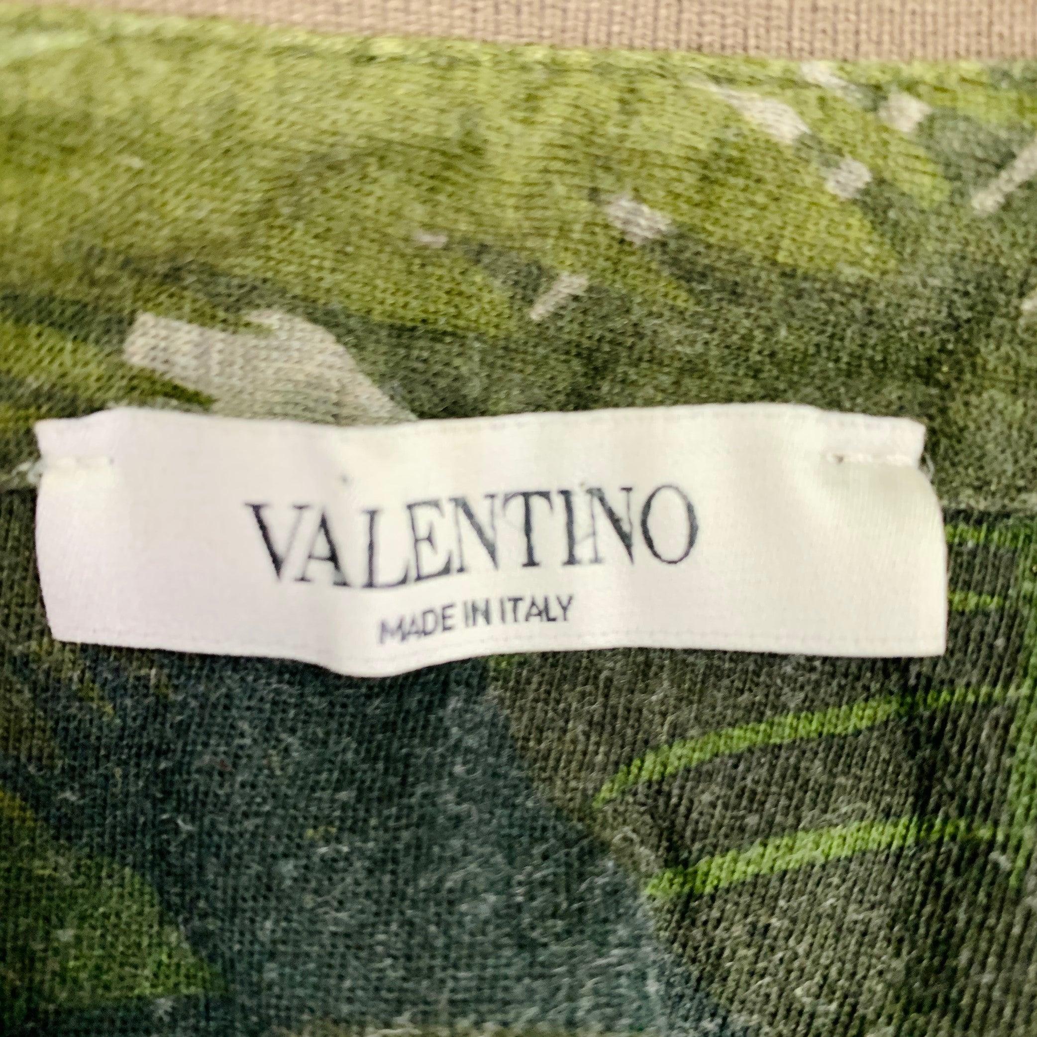 VALENTINO Taille M Greene Black Grey Leaves Cotton Buttoned Polo Pour hommes en vente