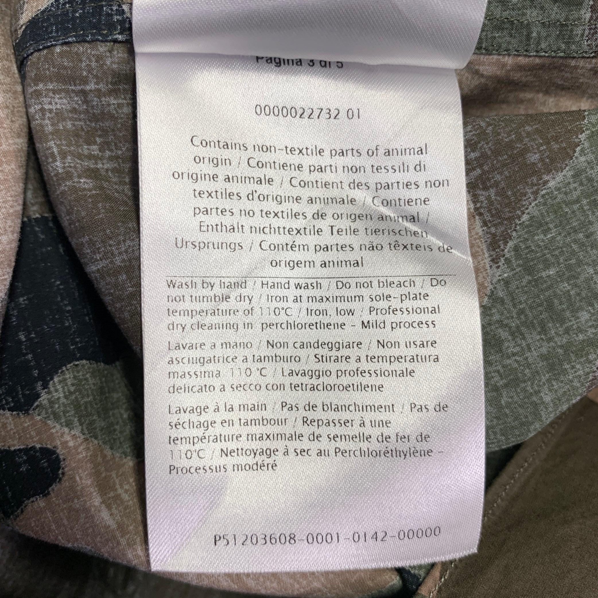 VALENTINO Size M Green Olive Blue Camouflage Cotton One Pocket Track Stripe Long Sleeve Shirt For Sale 2