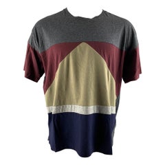 VALENTINO Camiseta de cuello redondo de algodón multicolor gris en bloque de color talla M