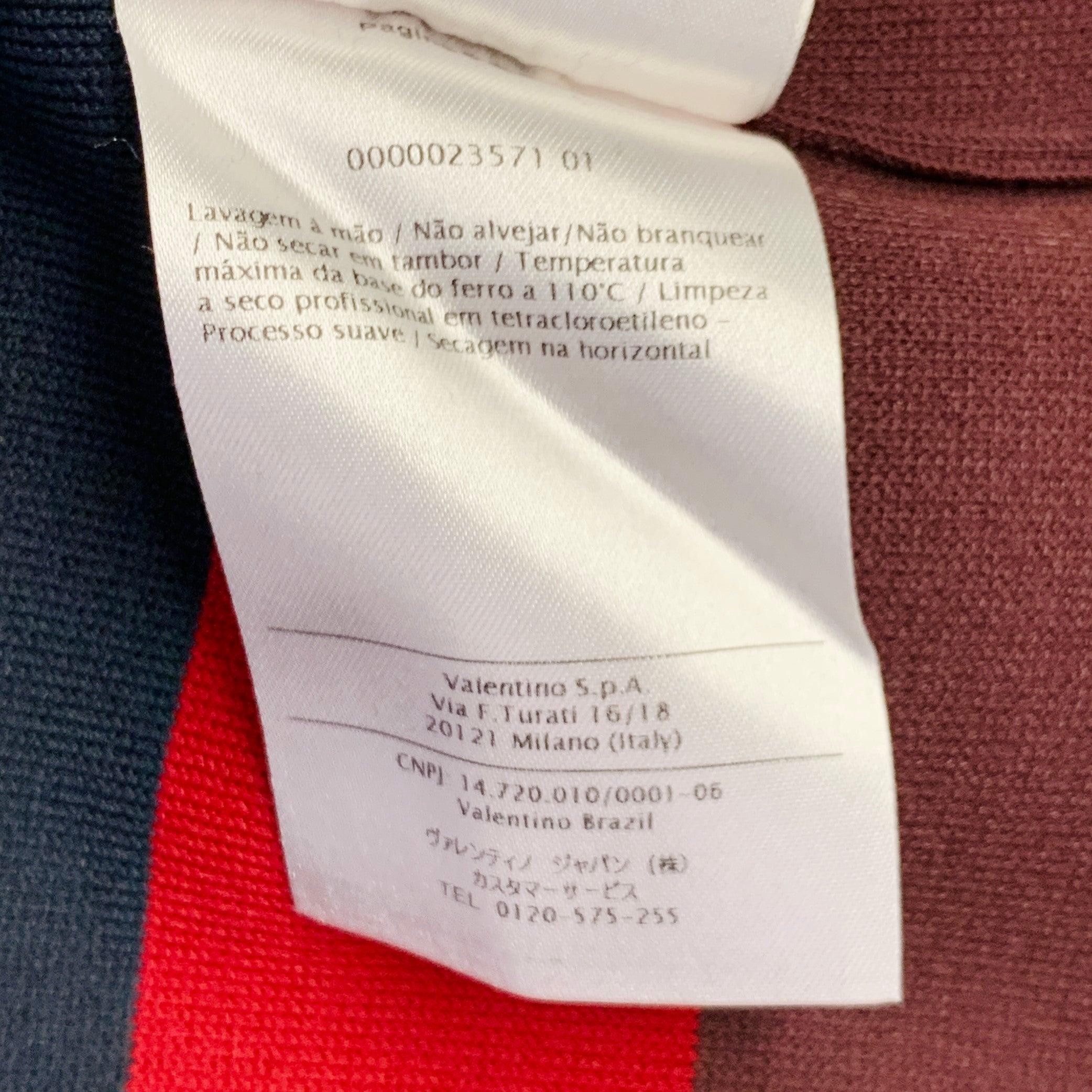 VALENTINO Size M Navy Blue Red Color Block Viscose Blend Crew Neck Pullover For Sale 6