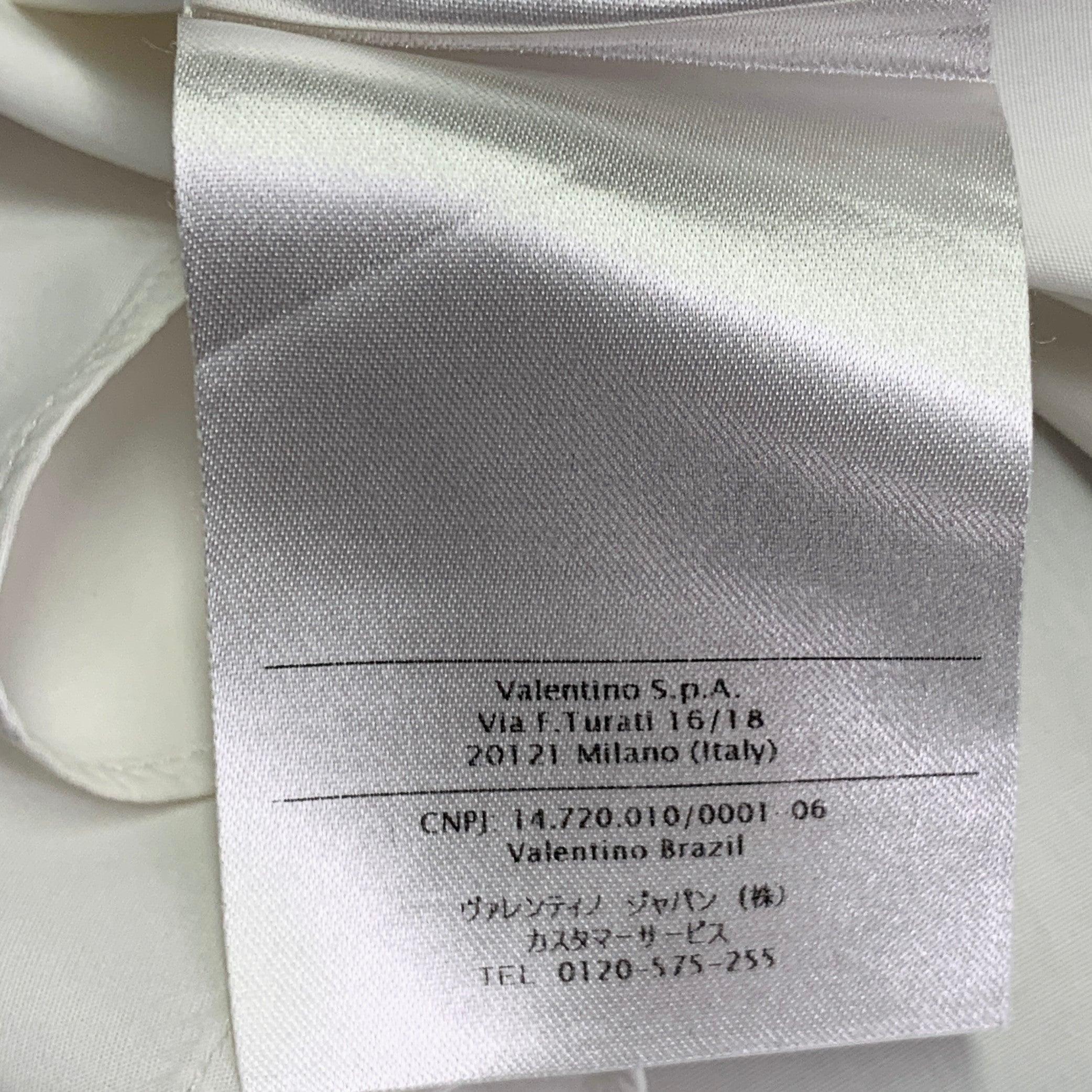 VALENTINO Taille M Chemise à manches longues en coton blanc à boutons cachés en vente 6