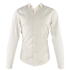 VALENTINO Size M White Cotton Hidden Buttons Long Sleeve Shirt