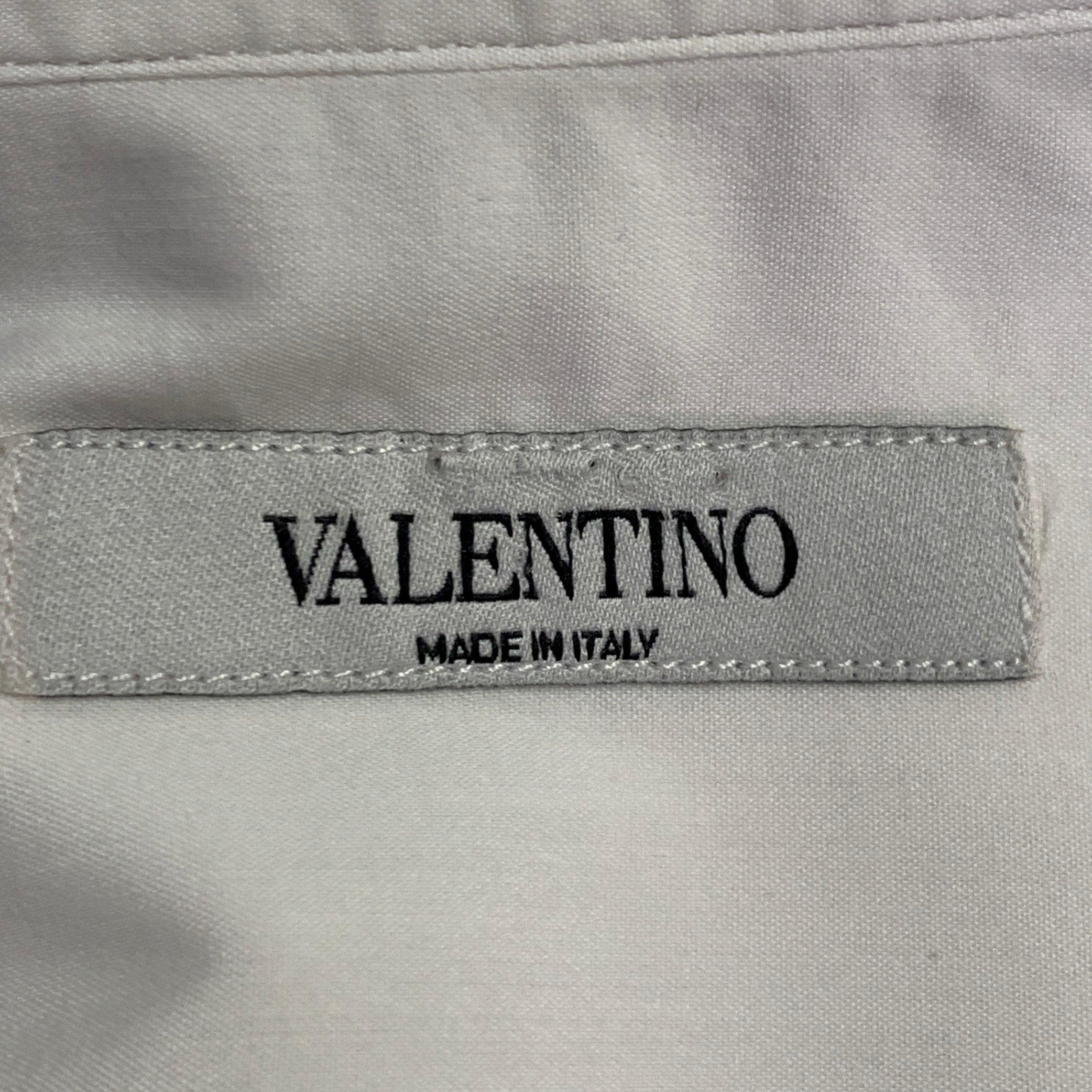 VALENTINO Taille M Chemise à manches longues en coton blanc à patte cachée Pour hommes en vente