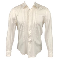 VALENTINO Size M White Embroidery Cotton Tuxedo Long Sleeve Shirt